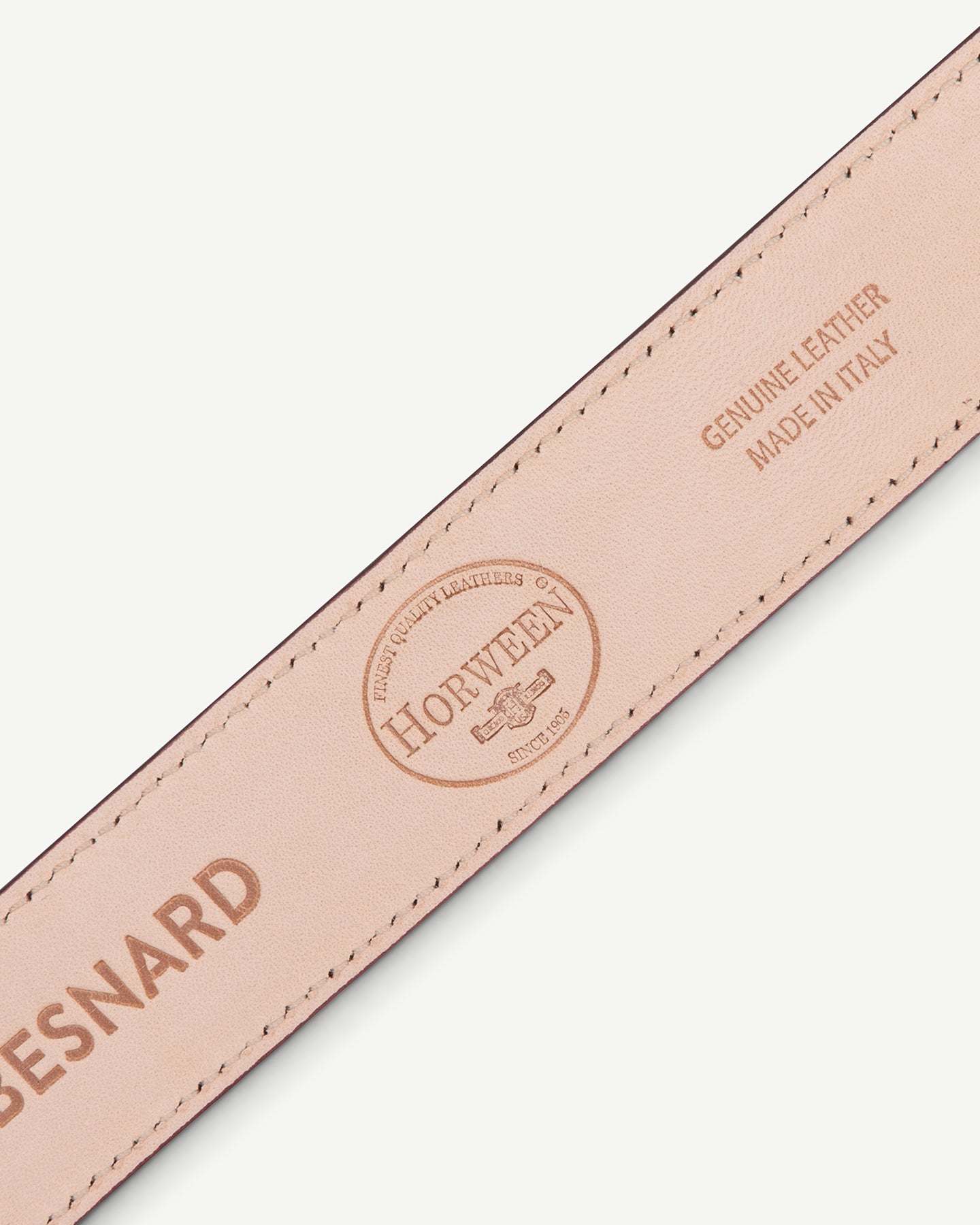 Burgundy colour 8 dress belt with nubuck lining and Horween tannery stamp