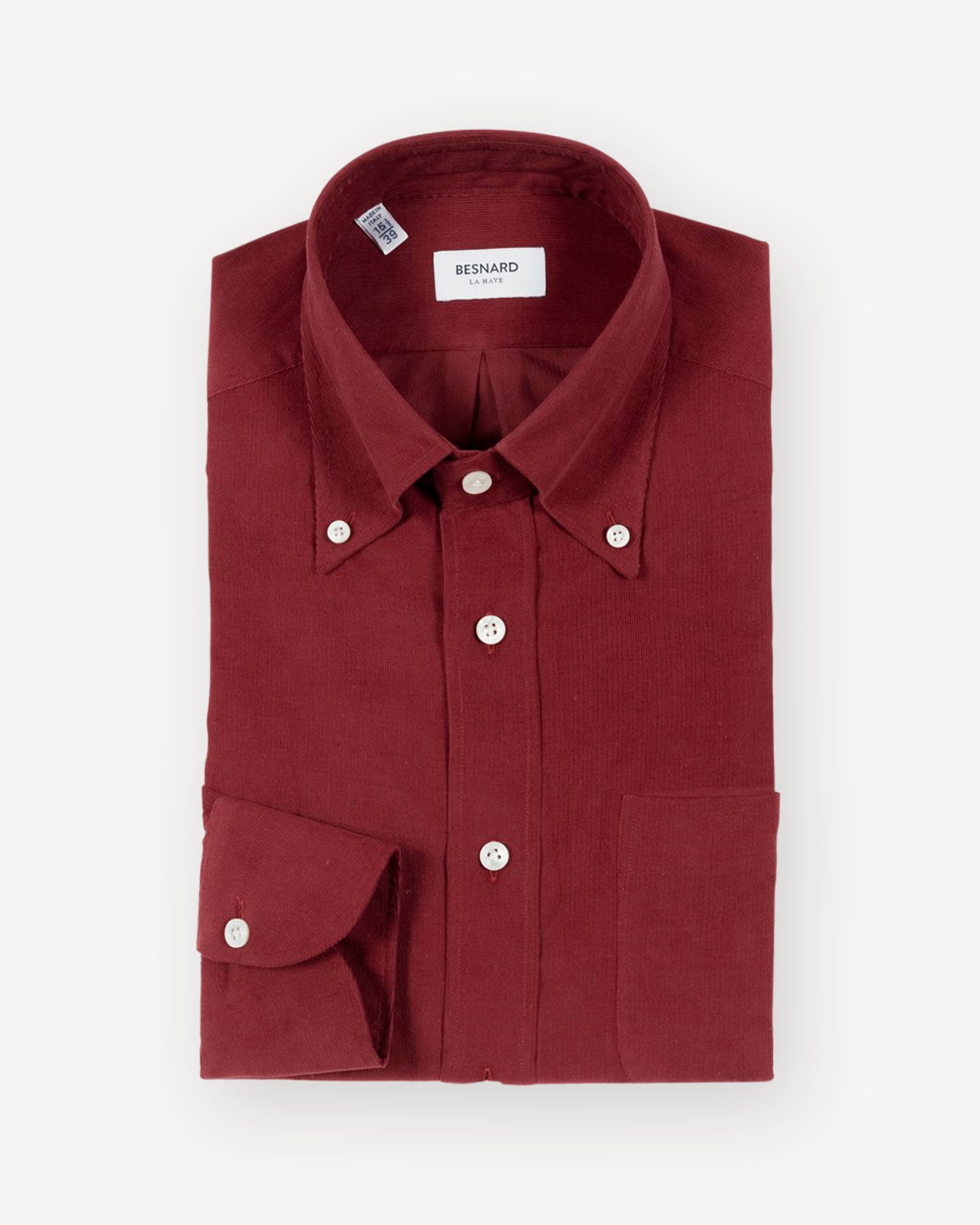 Burgundy Red Fine Wale Corduroy Button Down Shirt
