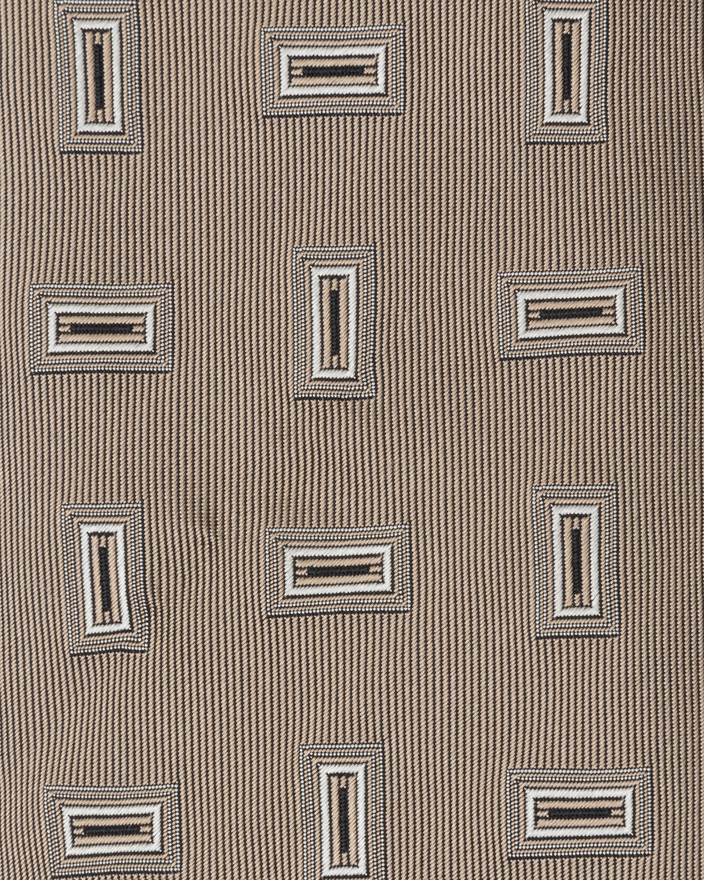 Beige Geometric Jacquard Silk Tie