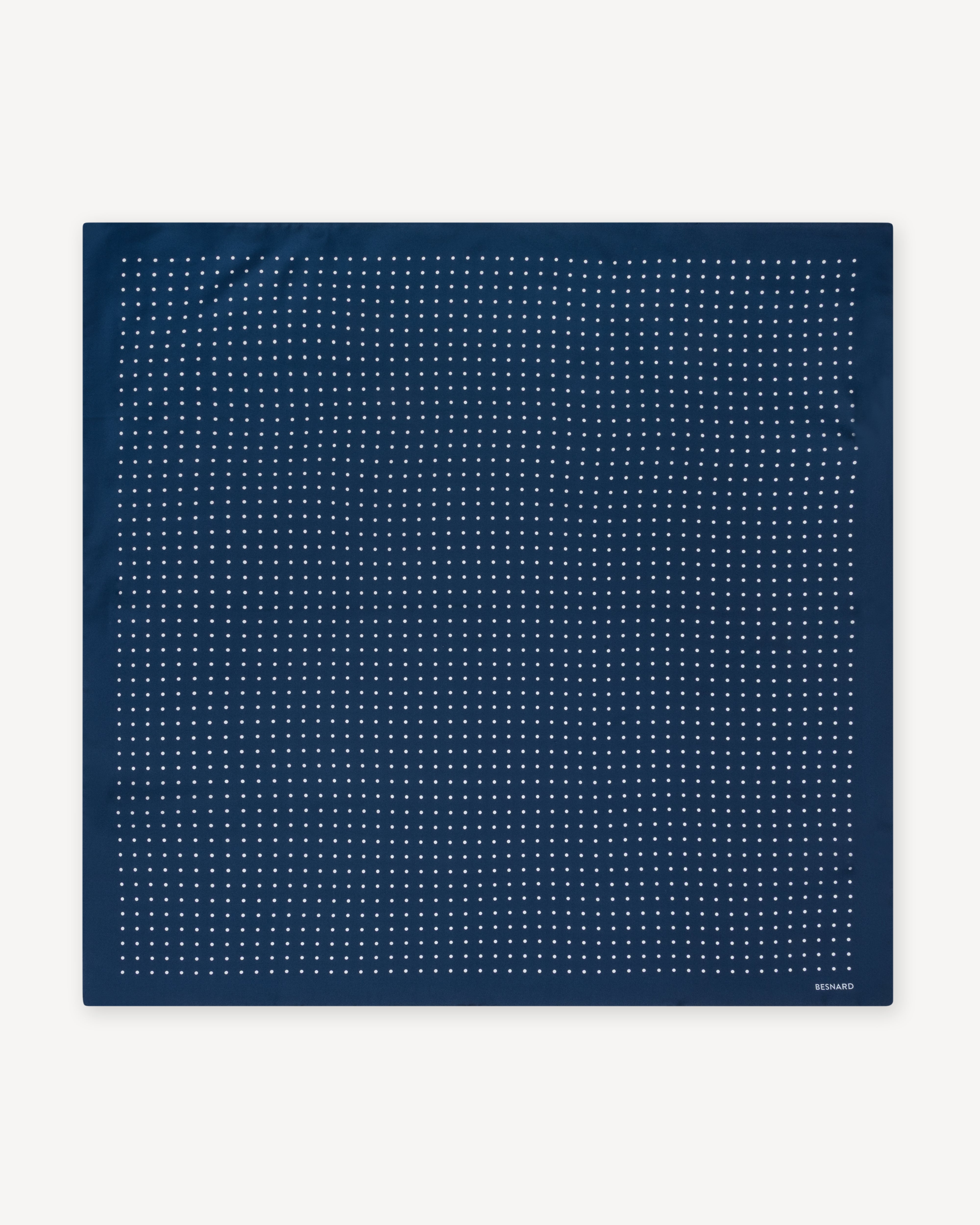 Dark Blue Polka Dot Silk Neckerchief