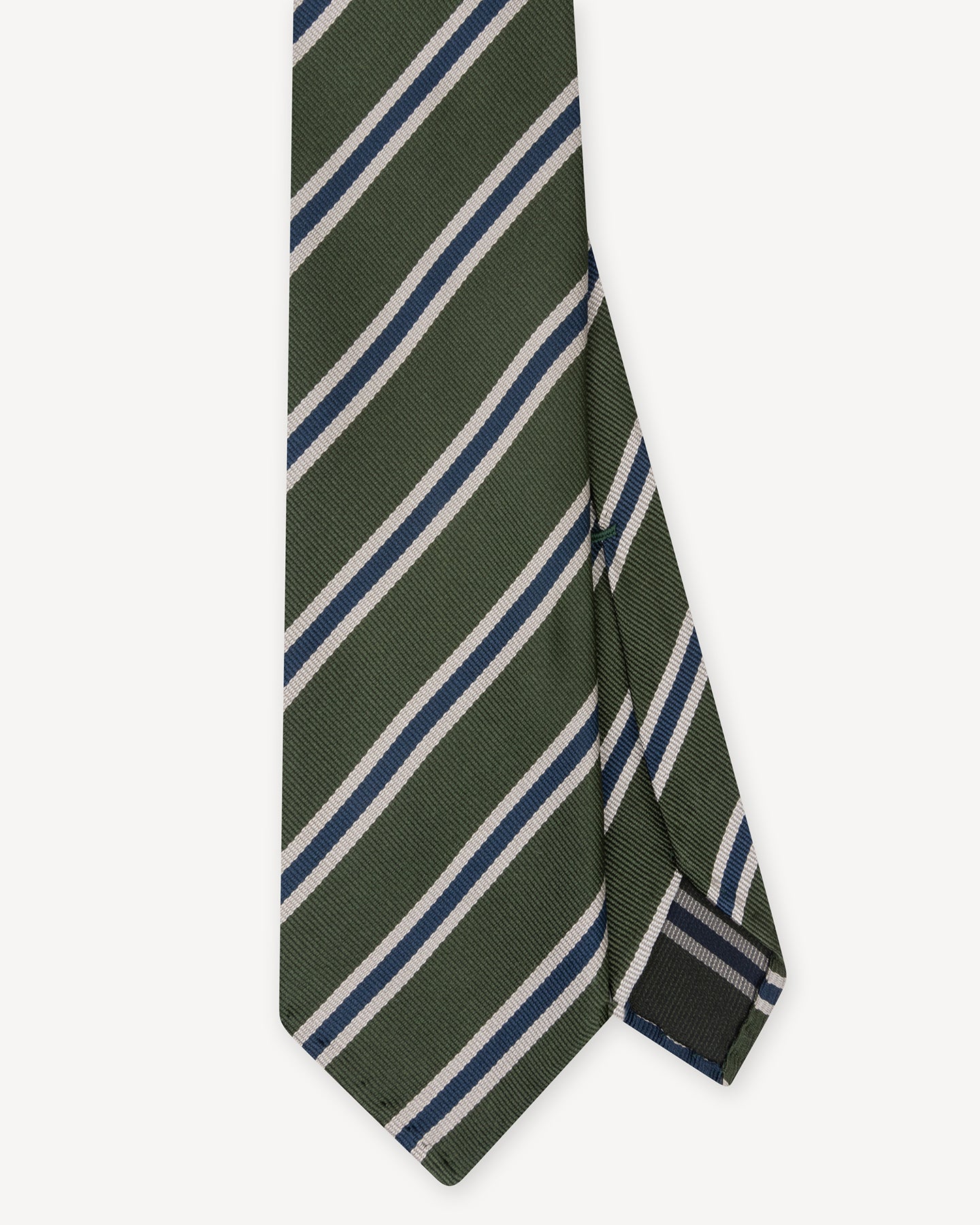 Green Tan and Navy Regimental Stripe Repp Tie