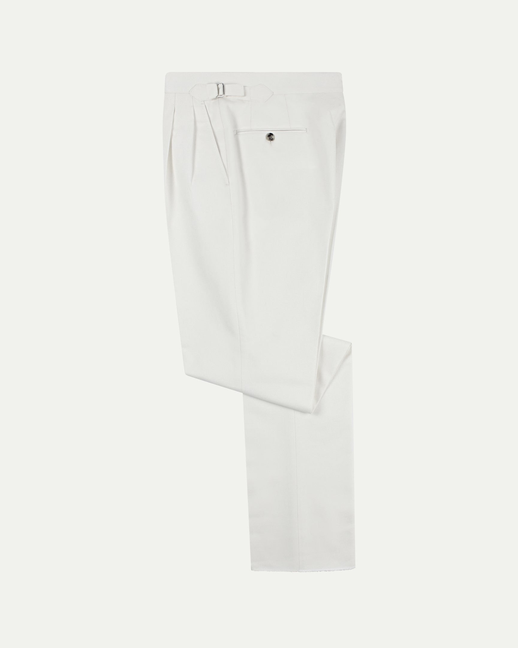 Made-To-Order Trousers in Off White Cotton Drill