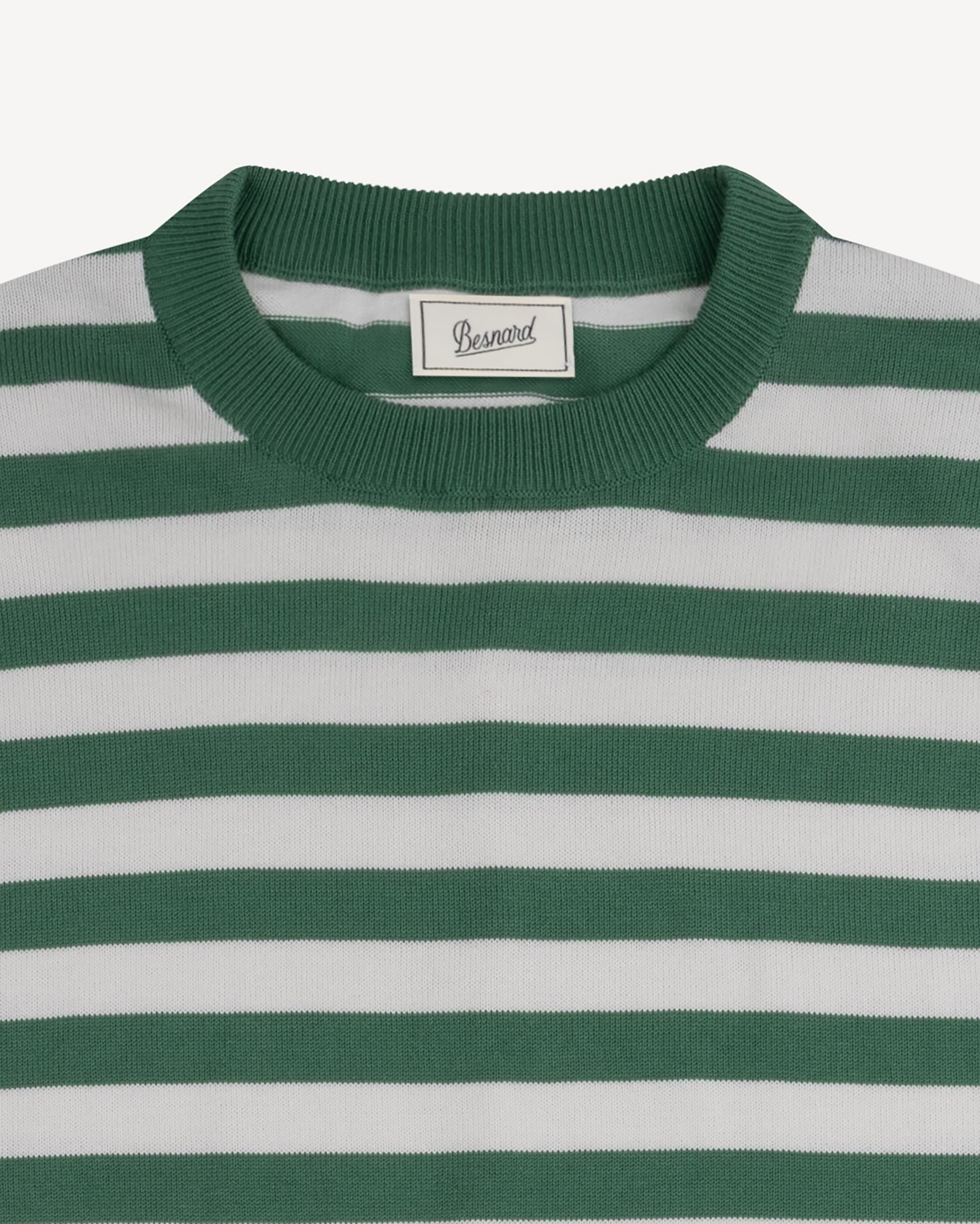 Green Ecru Stripe Knitted T-Shirt