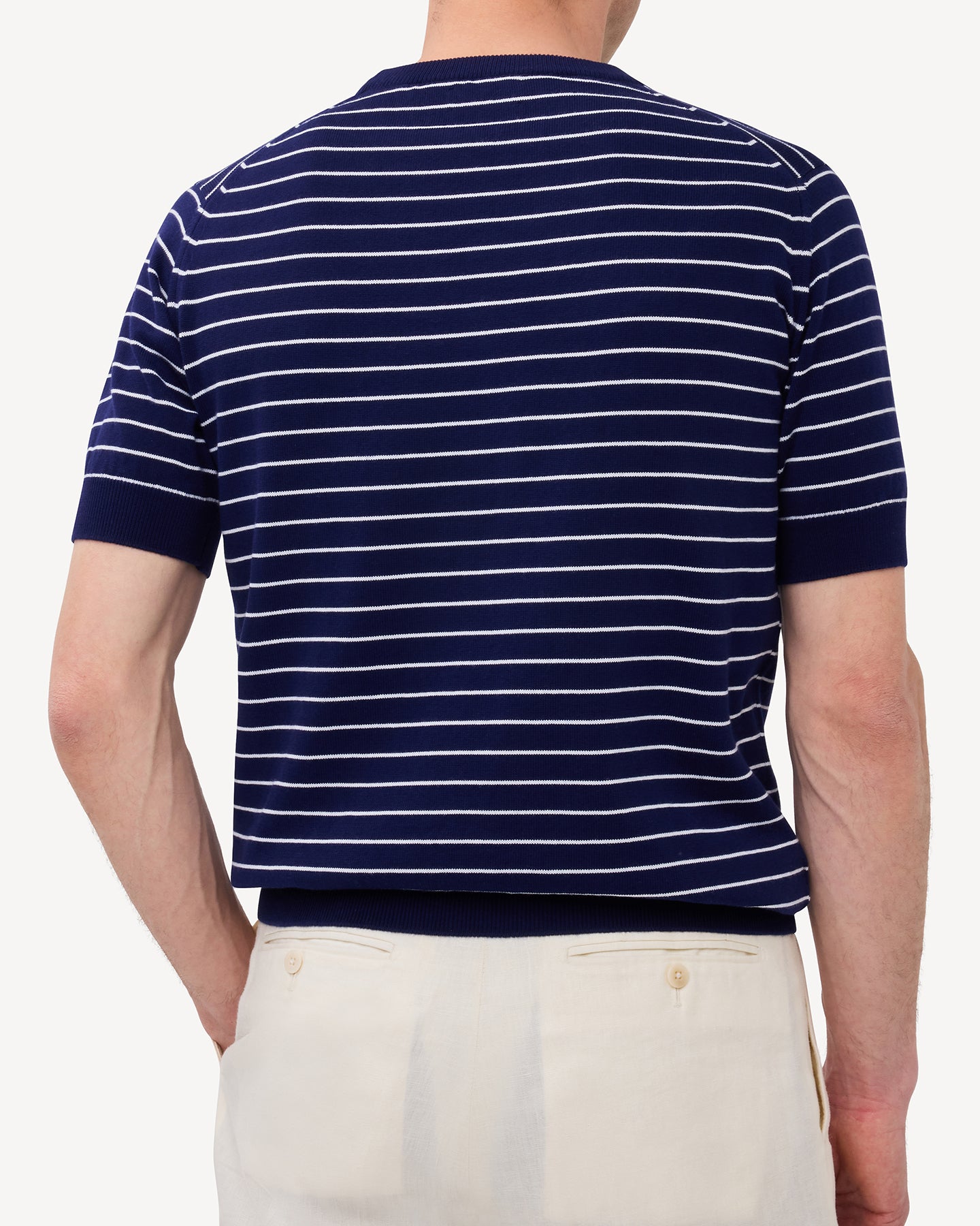 Navy White Breton Stripe Knitted T-Shirt