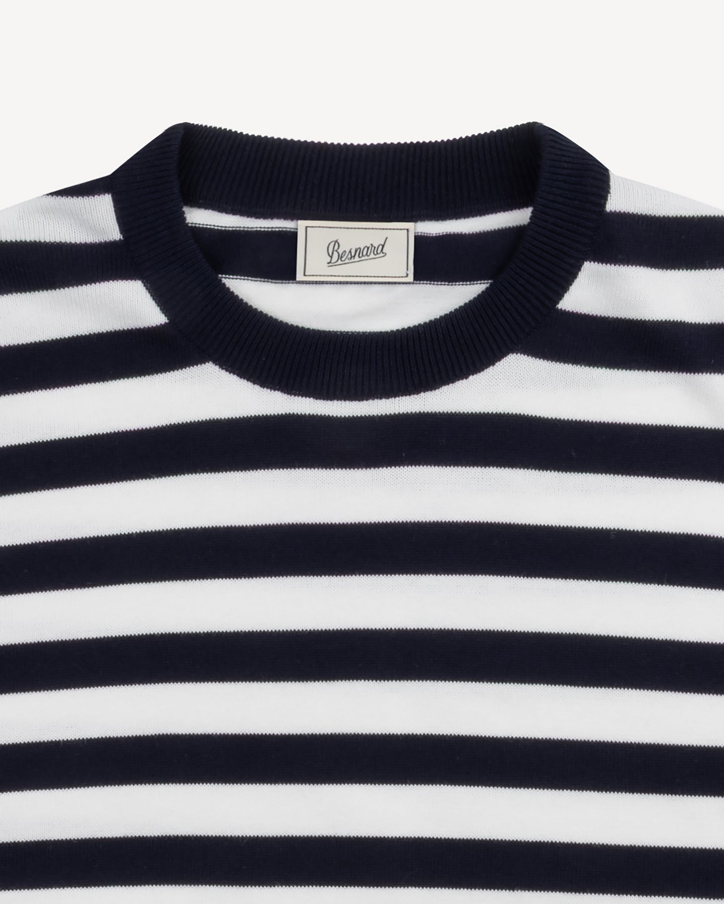Navy White Stripe Knitted T-Shirt