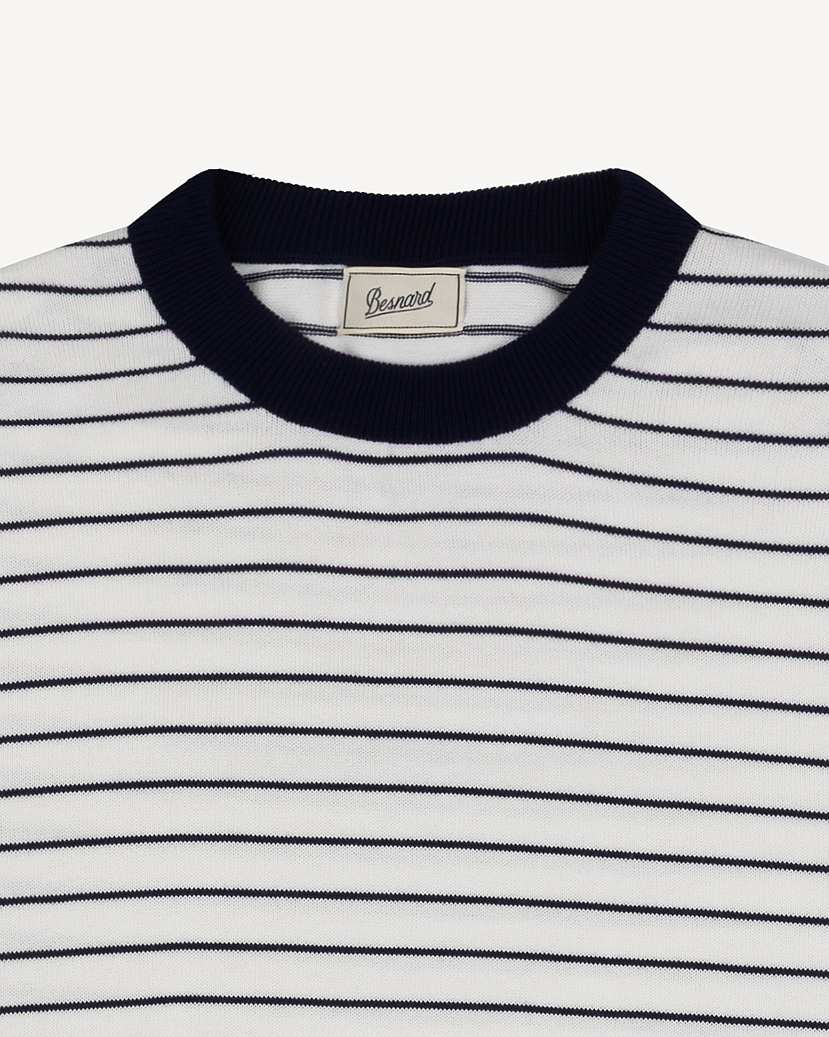 White Navy Breton Stripe Crewneck
