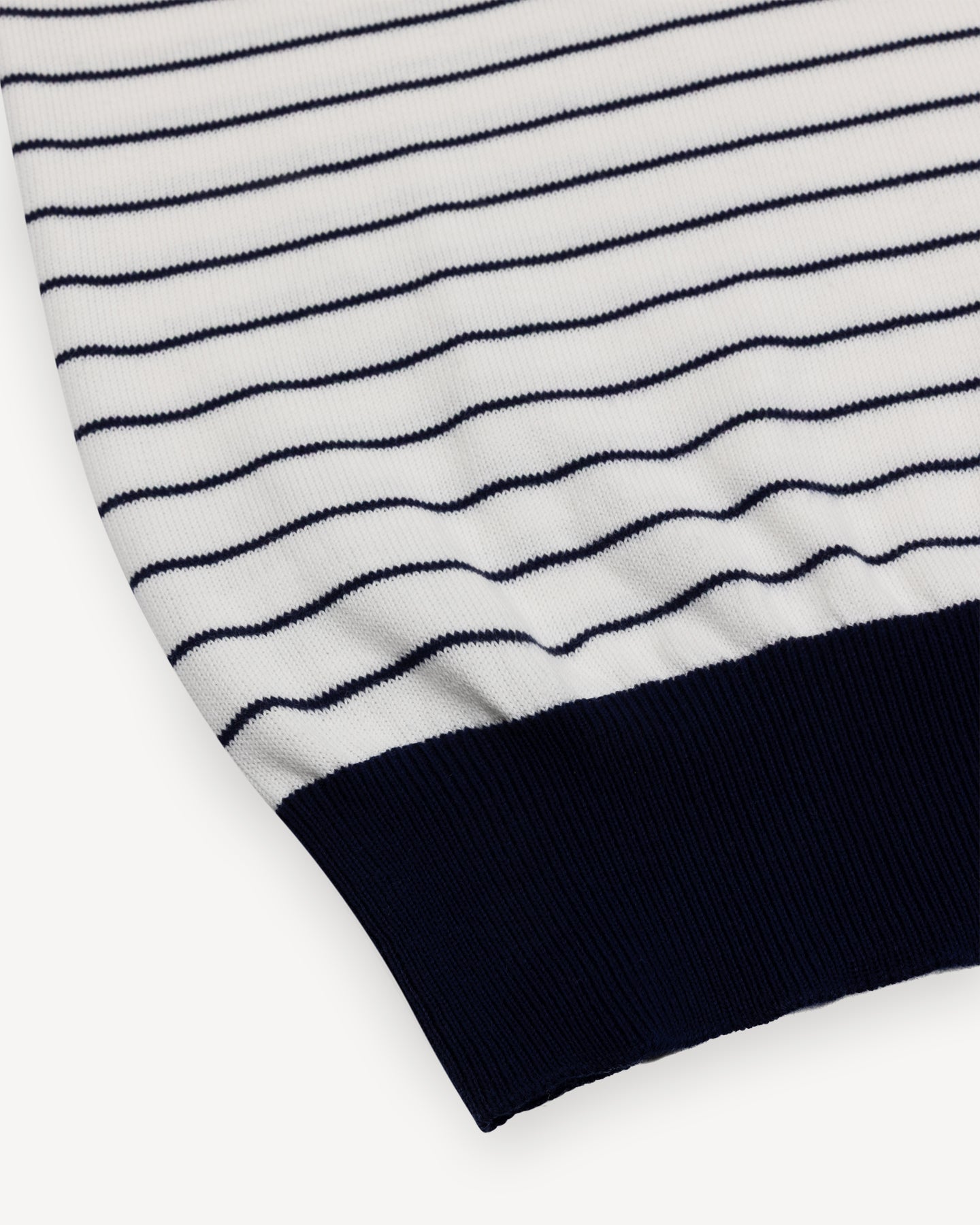White Navy Breton Stripe t-shirt with hems