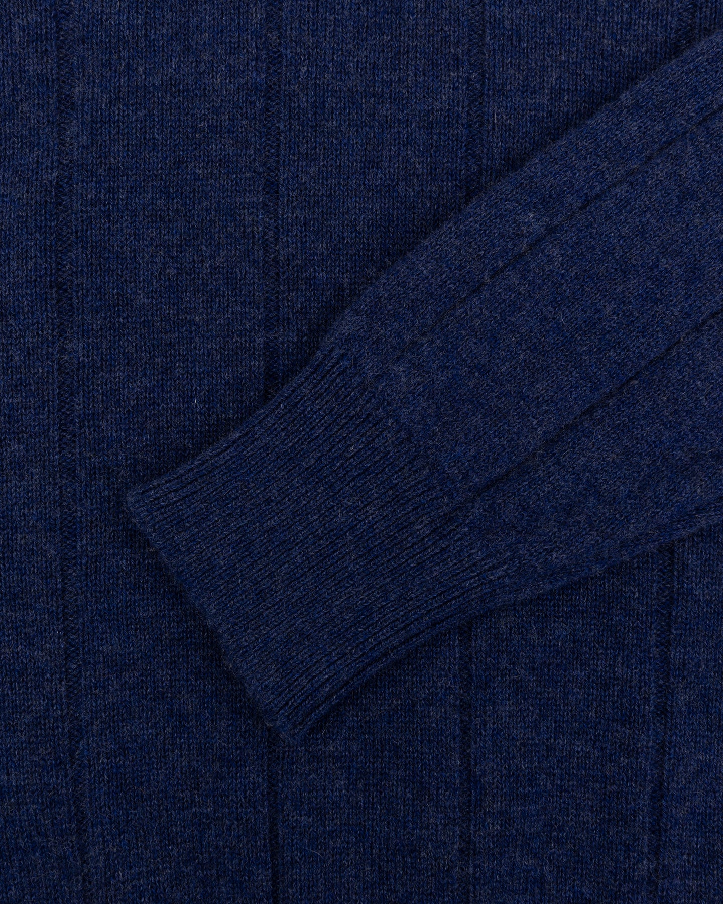 Dark Blue Cashmere Cotton Wide Rib Crew Neck