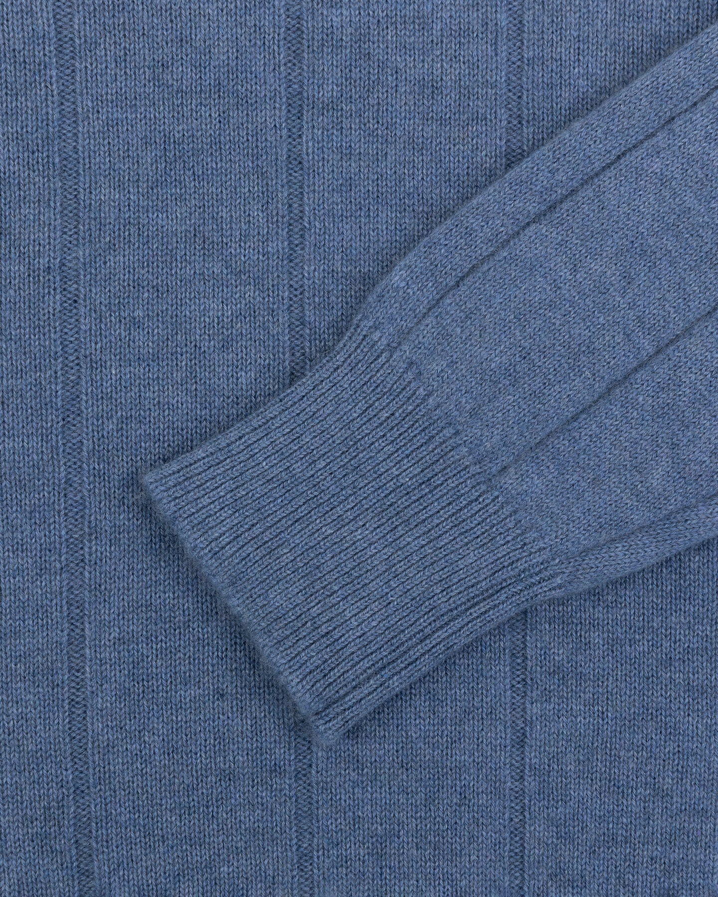 Denim Blue Cashmere Cotton Wide Rib Crew Neck