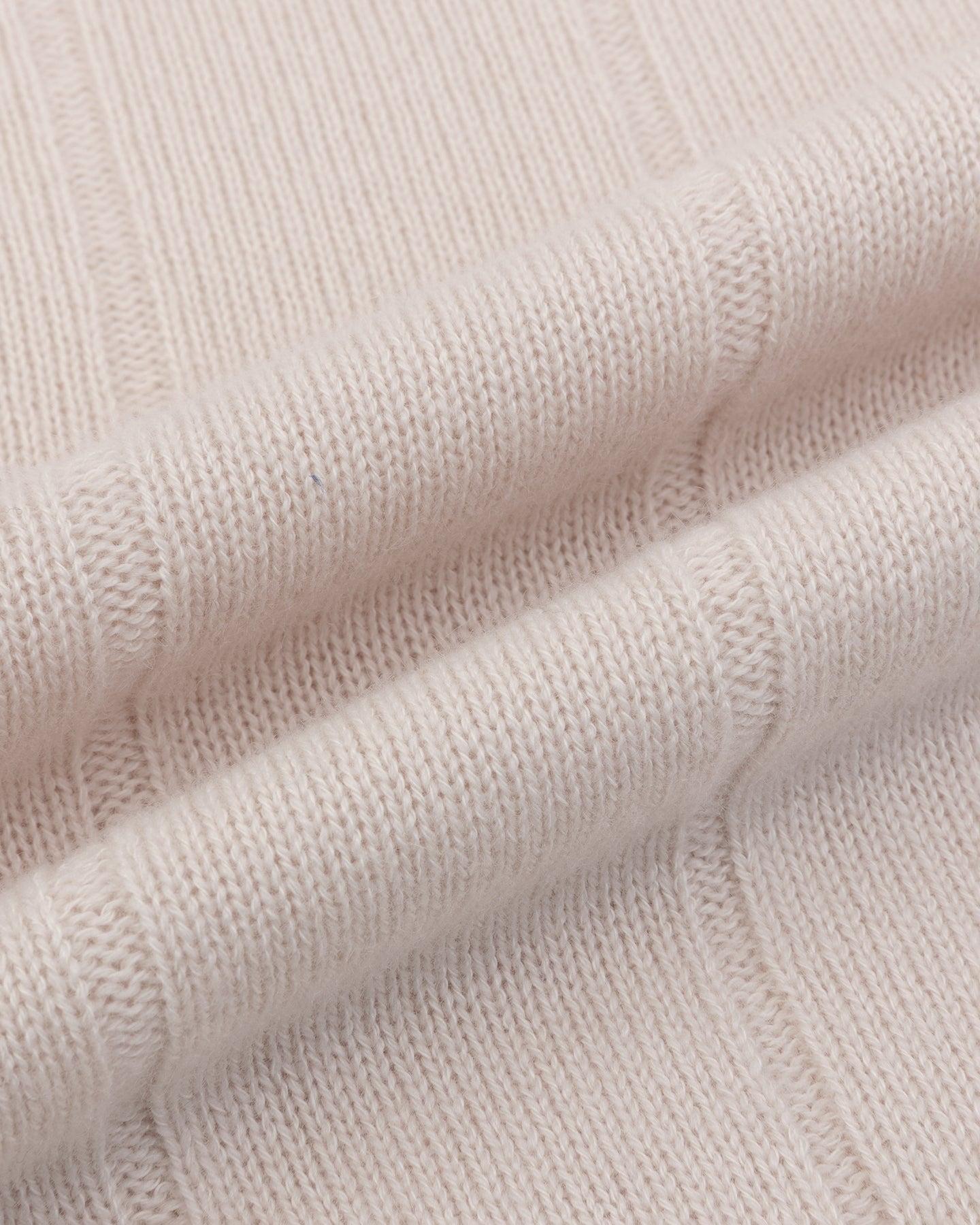 Ecru Cashmere Cotton Wide Rib Crew Neck