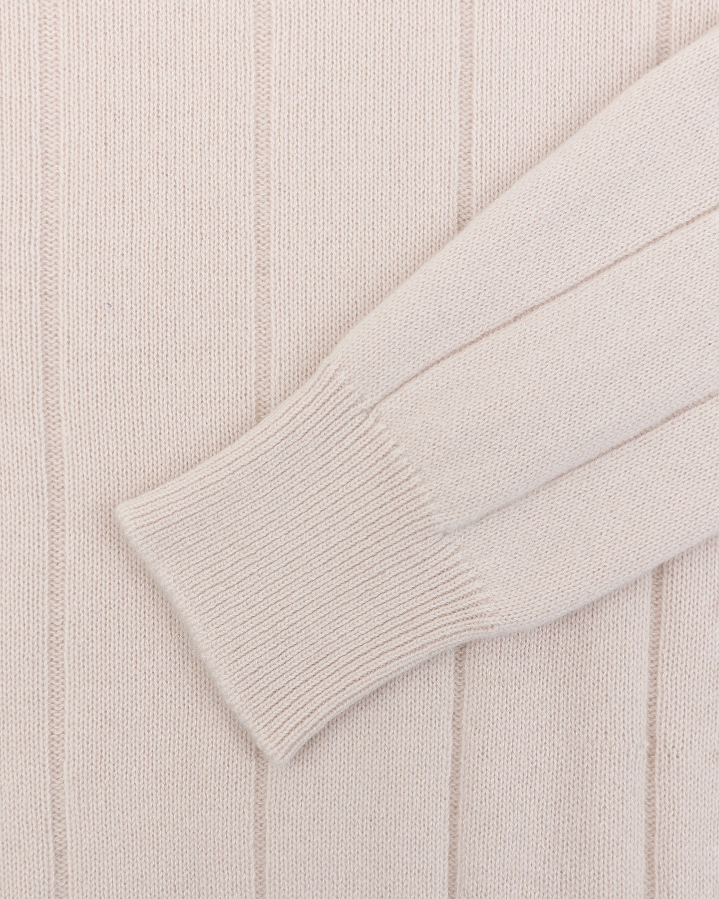 Ecru Cashmere Cotton Wide Rib Crew Neck