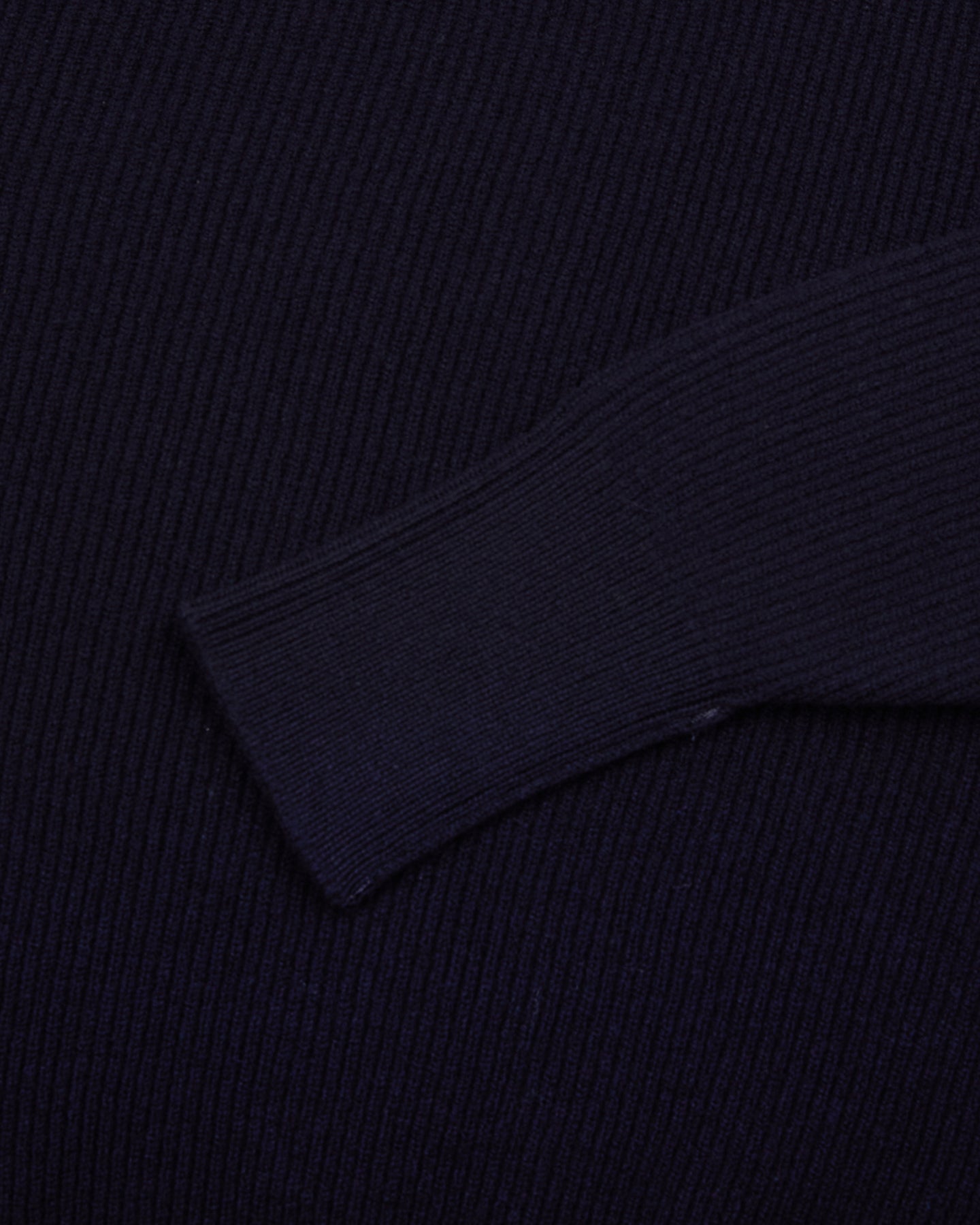 Navy Lambswool Ribbed Sweater with Turnback cuffs