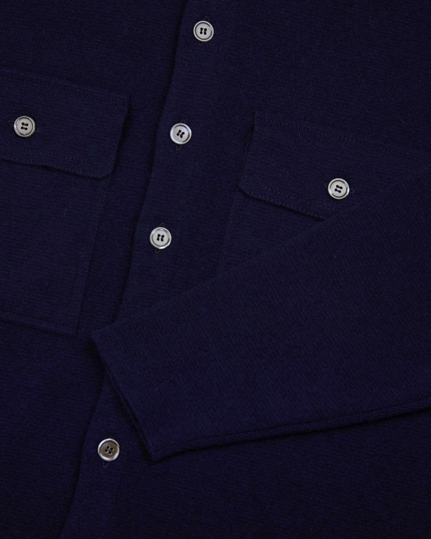 Navy Wool Cashmere Two Pocket Overshirt