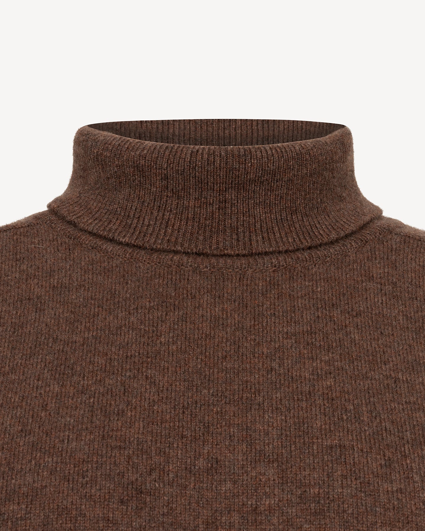 Mocha Lambswool Roll Neck
