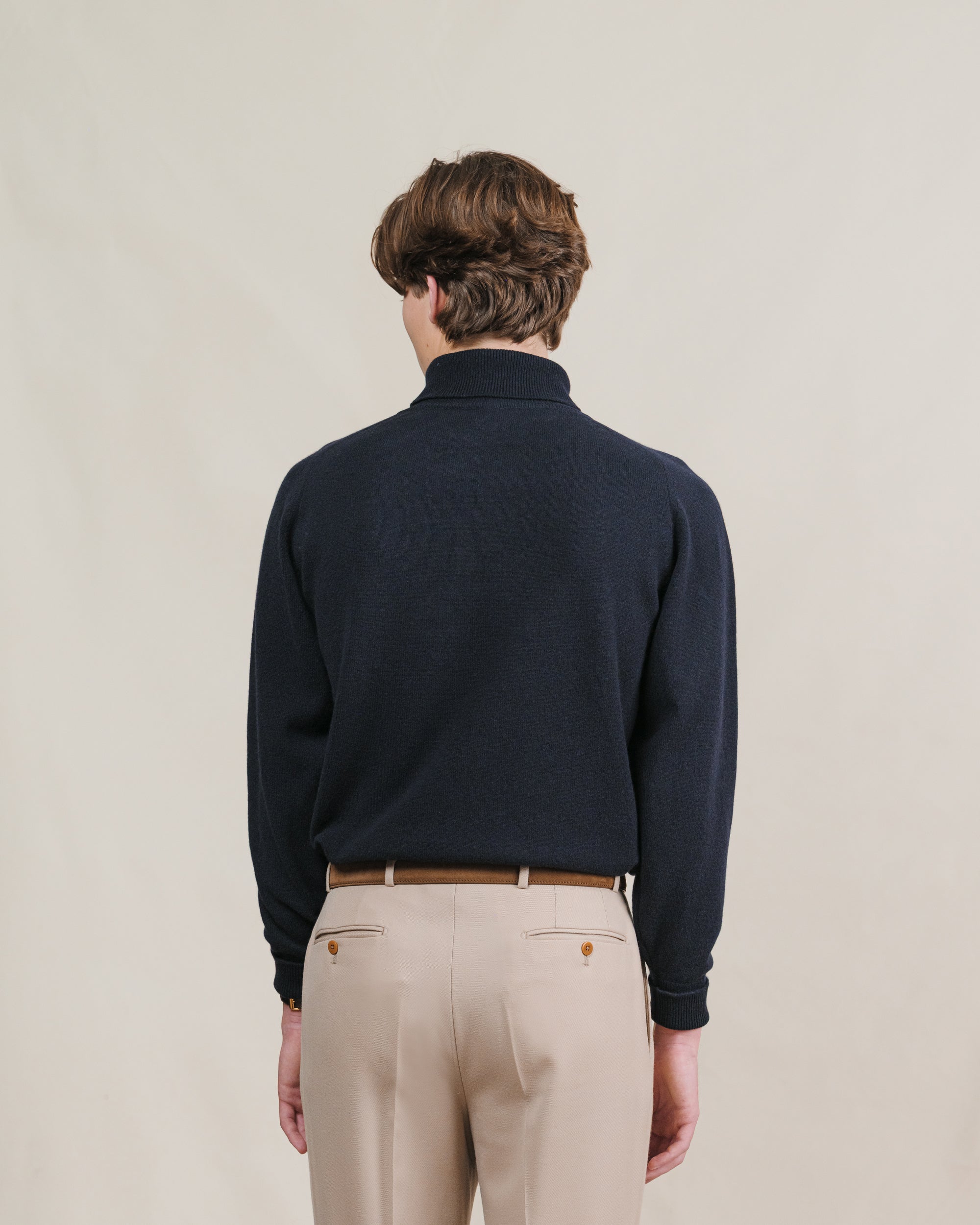 Navy Lambswool Roll Neck