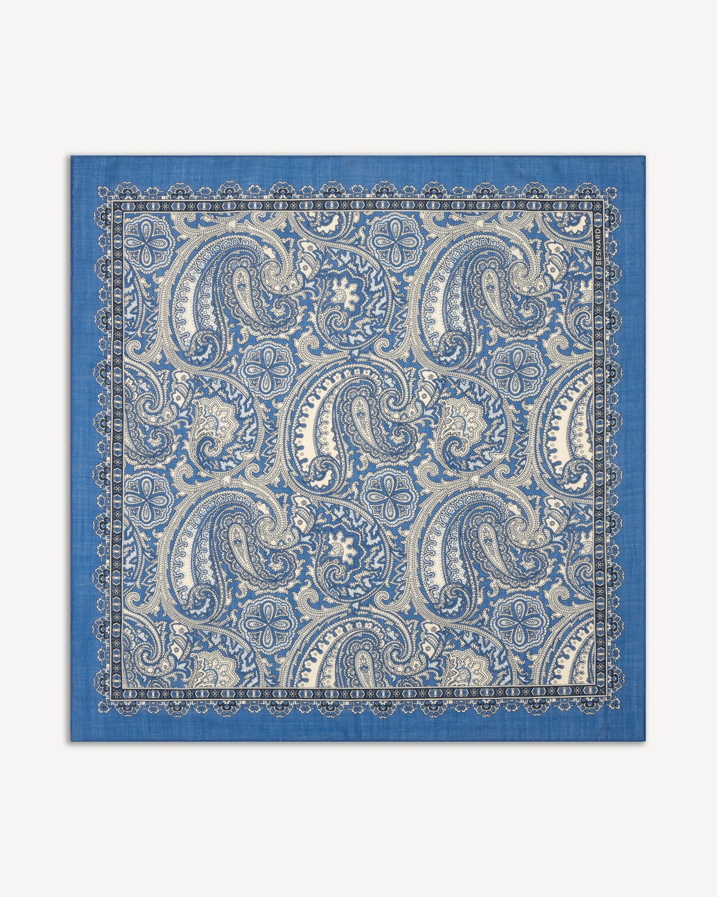 Light blue, ecru and navy paisley neckerchief
