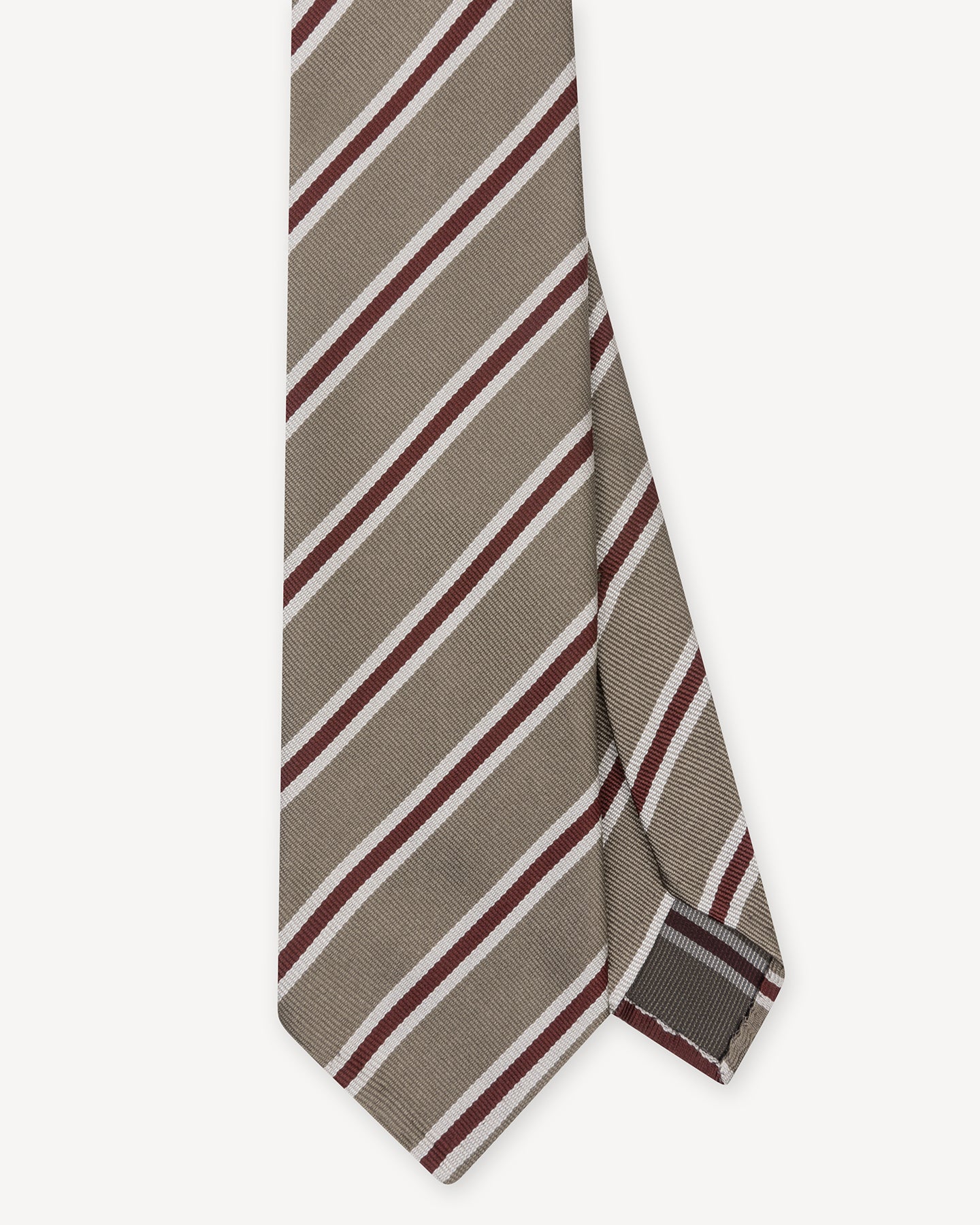 Light Green, Tan and Red Regimental Stripe Repp Tie