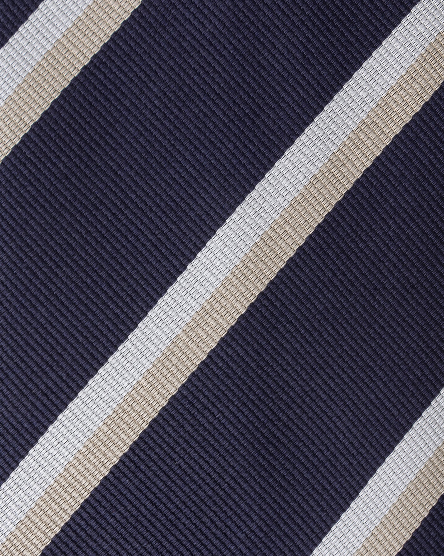 Navy Champagne and White Regimental Stripe Repp Tie