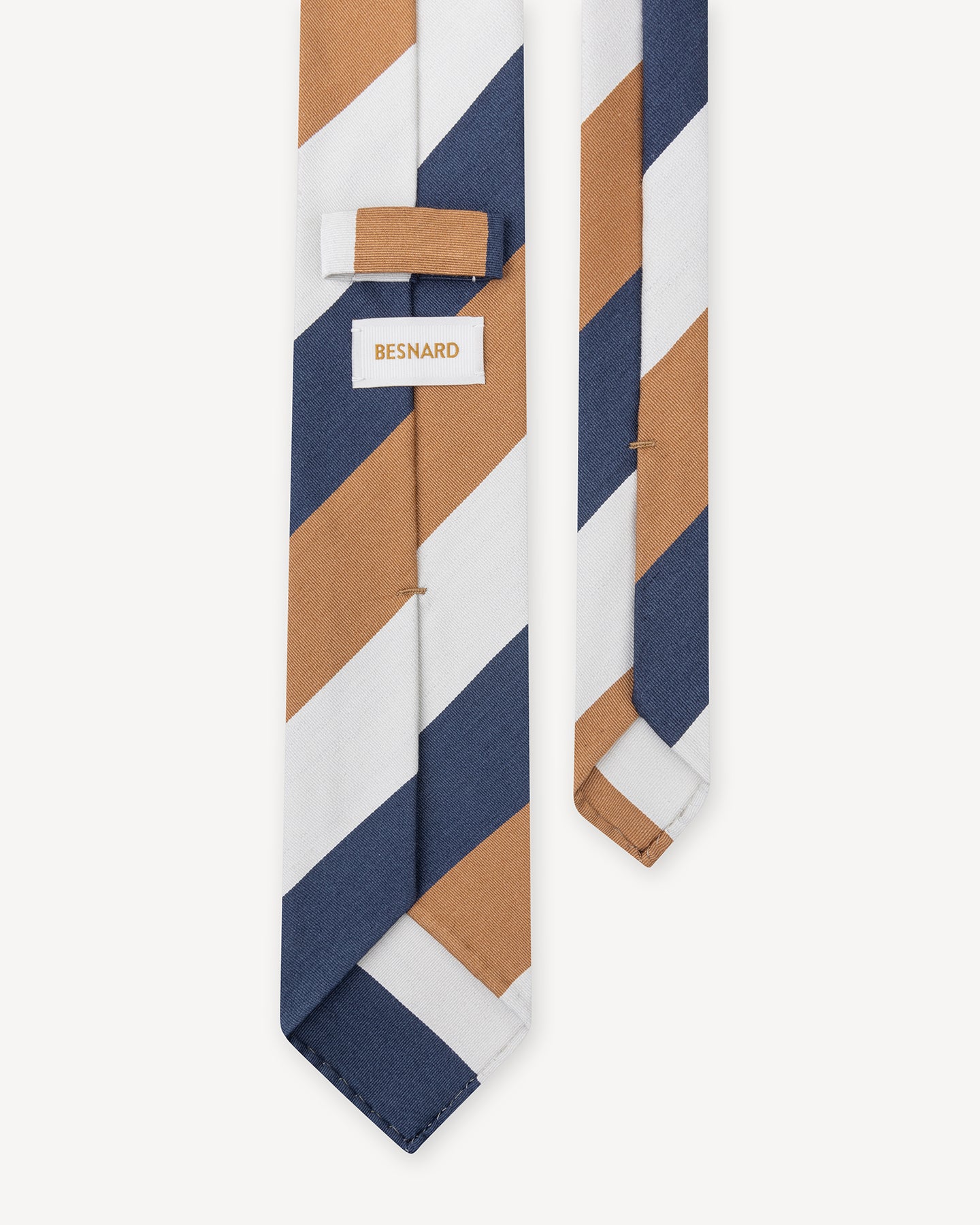 Navy Cream and Ochre Block Stripe Mogador Tie