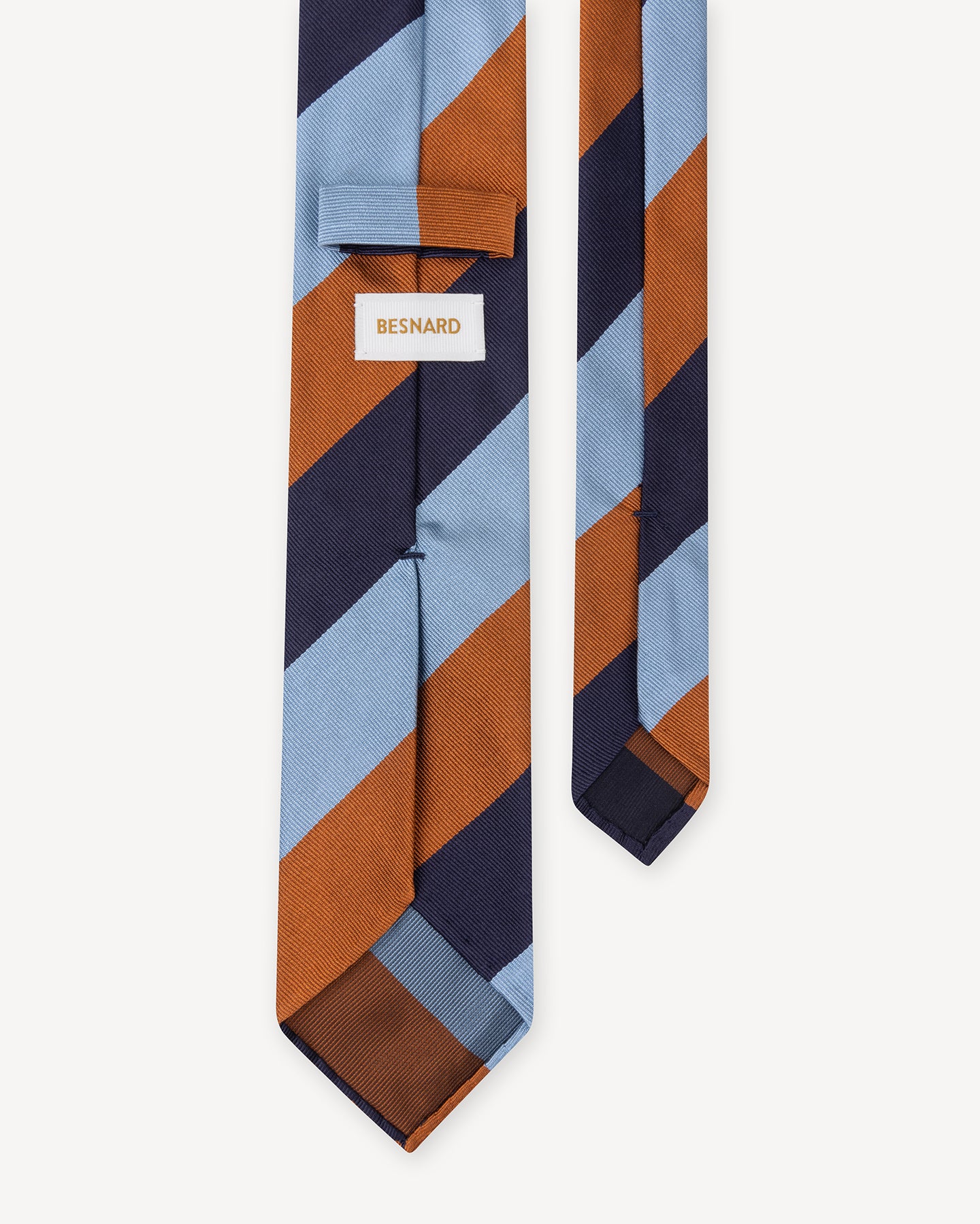 Navy, Blue and Orange Block Stripe Repp Tie