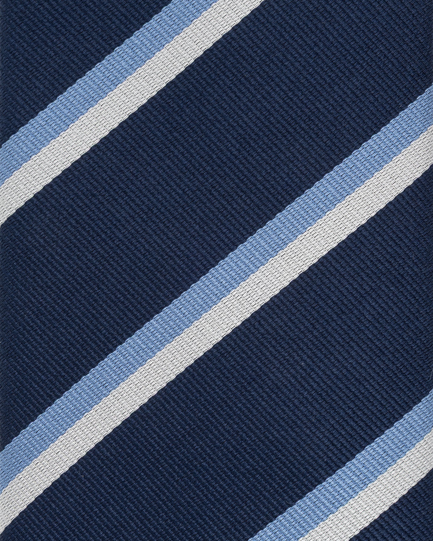 Close-up of navy, light blue and white repp weave