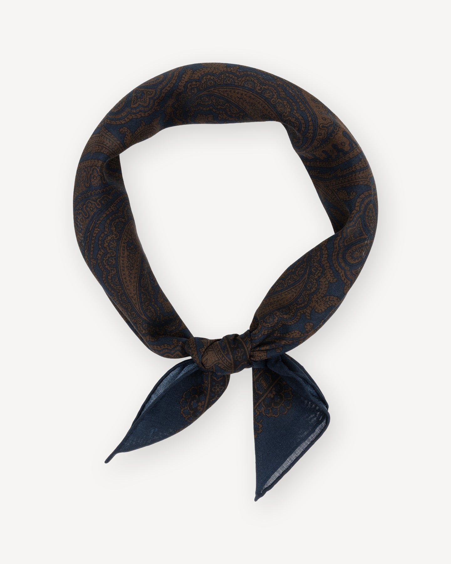 Navy brown low contrast paisley neckerchief for men