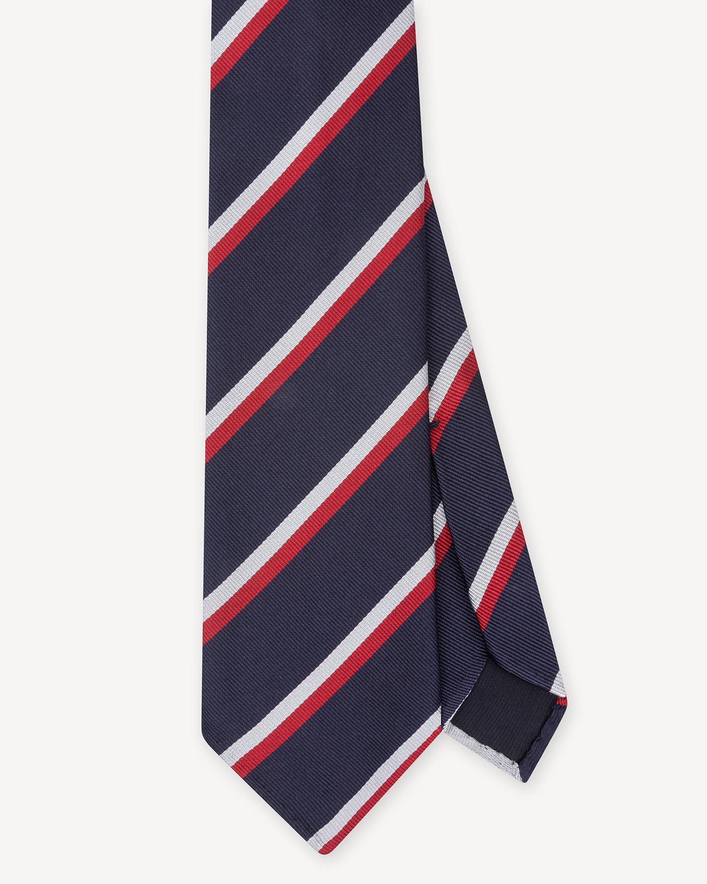 Navy, Red and White Regimental Stripe Repp Tie