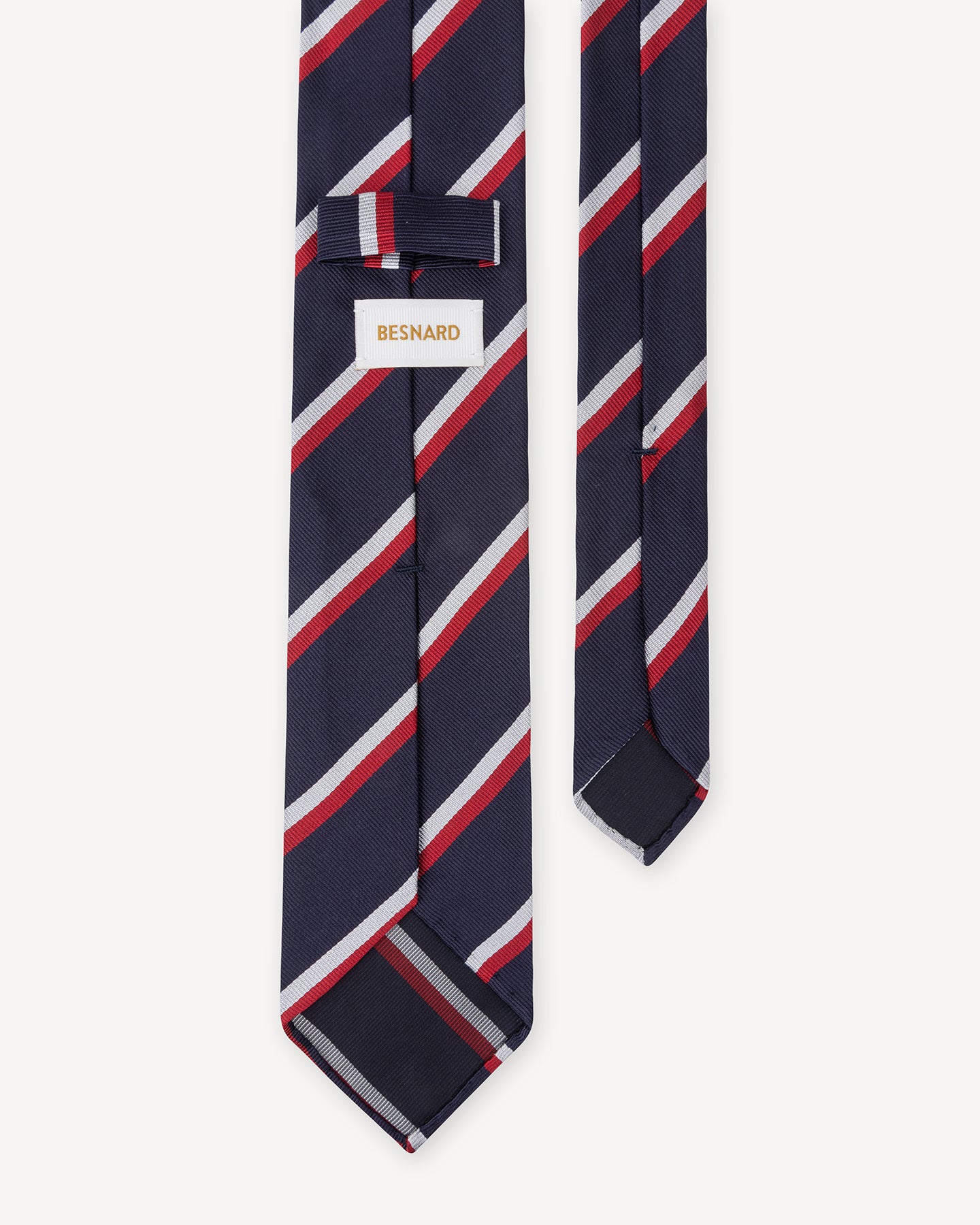 Navy Red and White Regimental Stripe Repp Tie