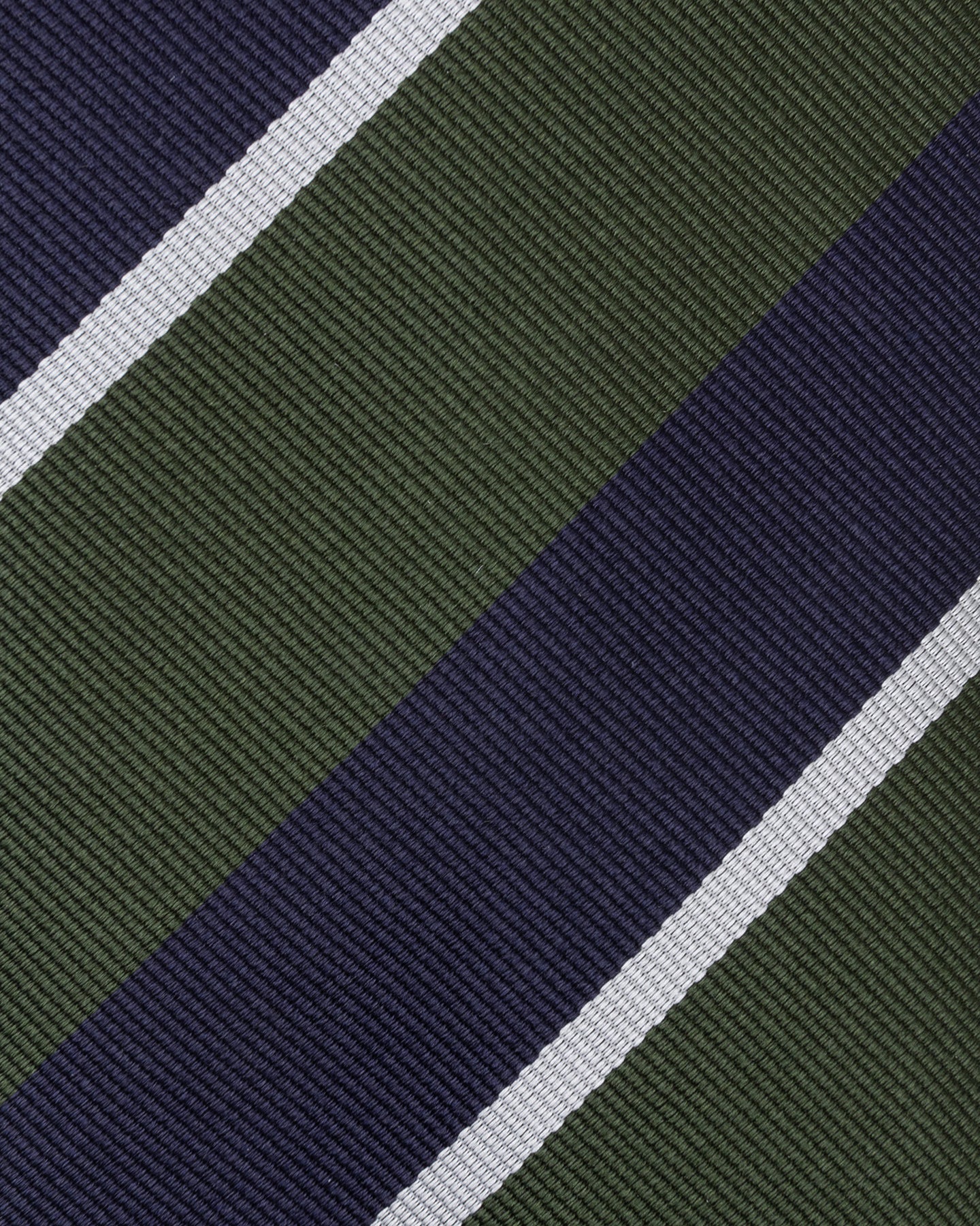 Navy Green and White Regimental Stripe Repp Tie