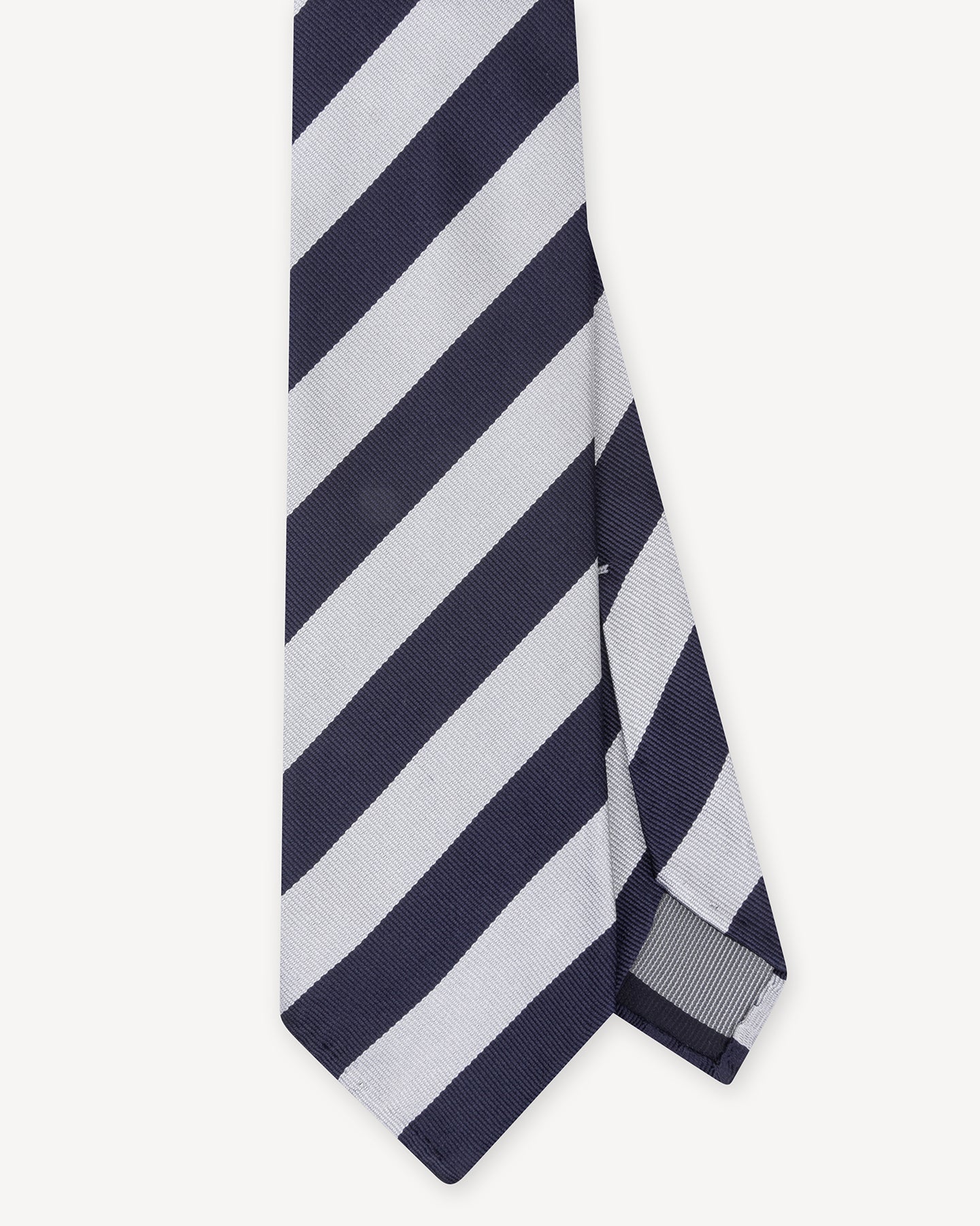 Navy and White Regimental Stripe Repp Tie