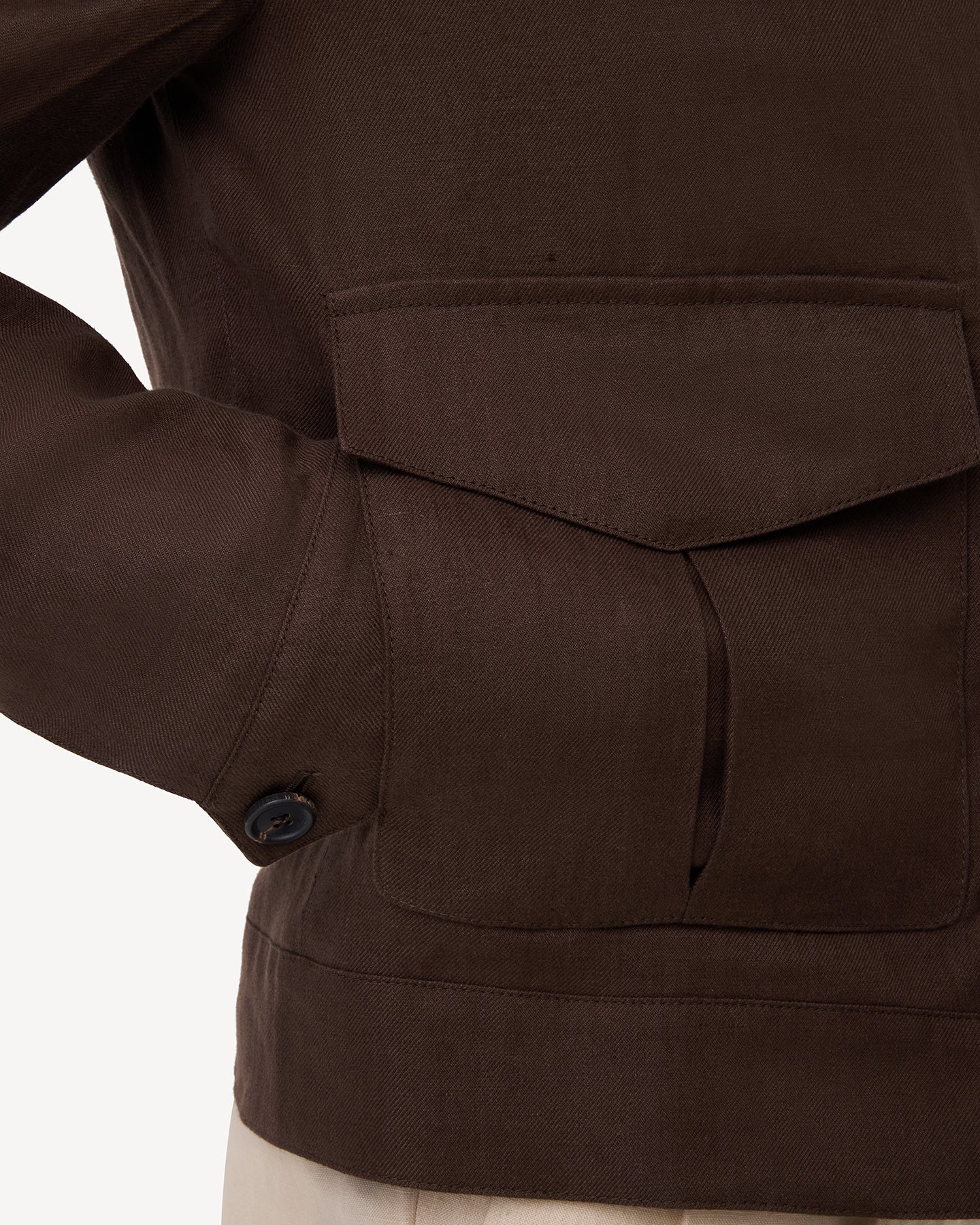 Brown Linen Flight Jacket