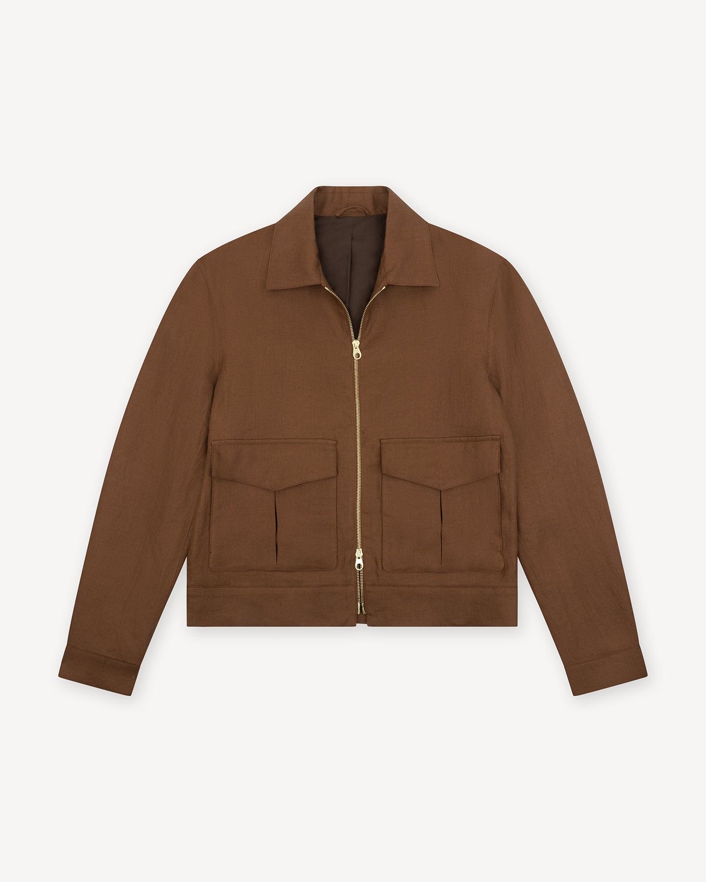 Dark Tan Linen Flight Jacket