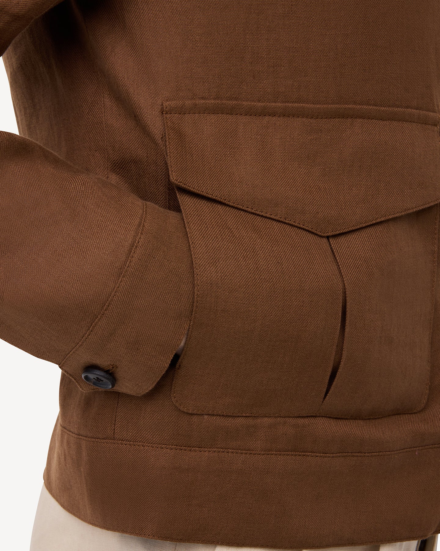 Dark Tan Linen Flight Jacket