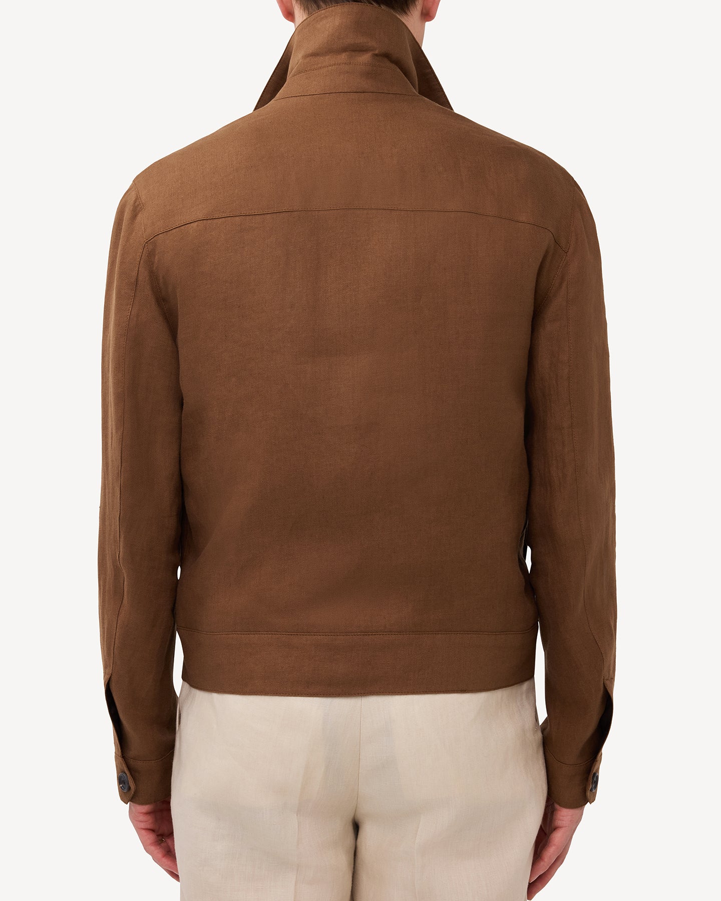 Dark Tan Linen Flight Jacket