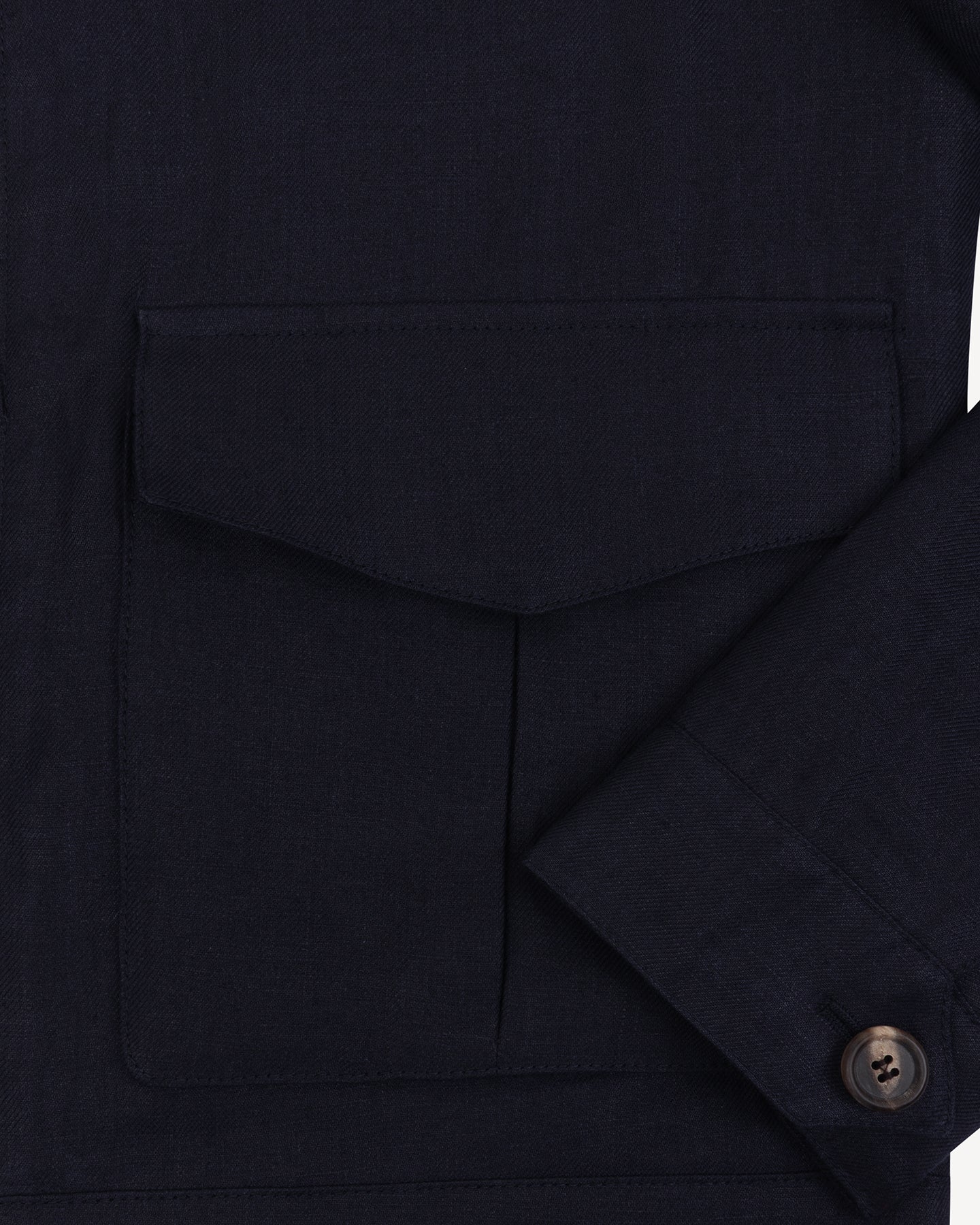 Oversized pockets on navy flight jacket