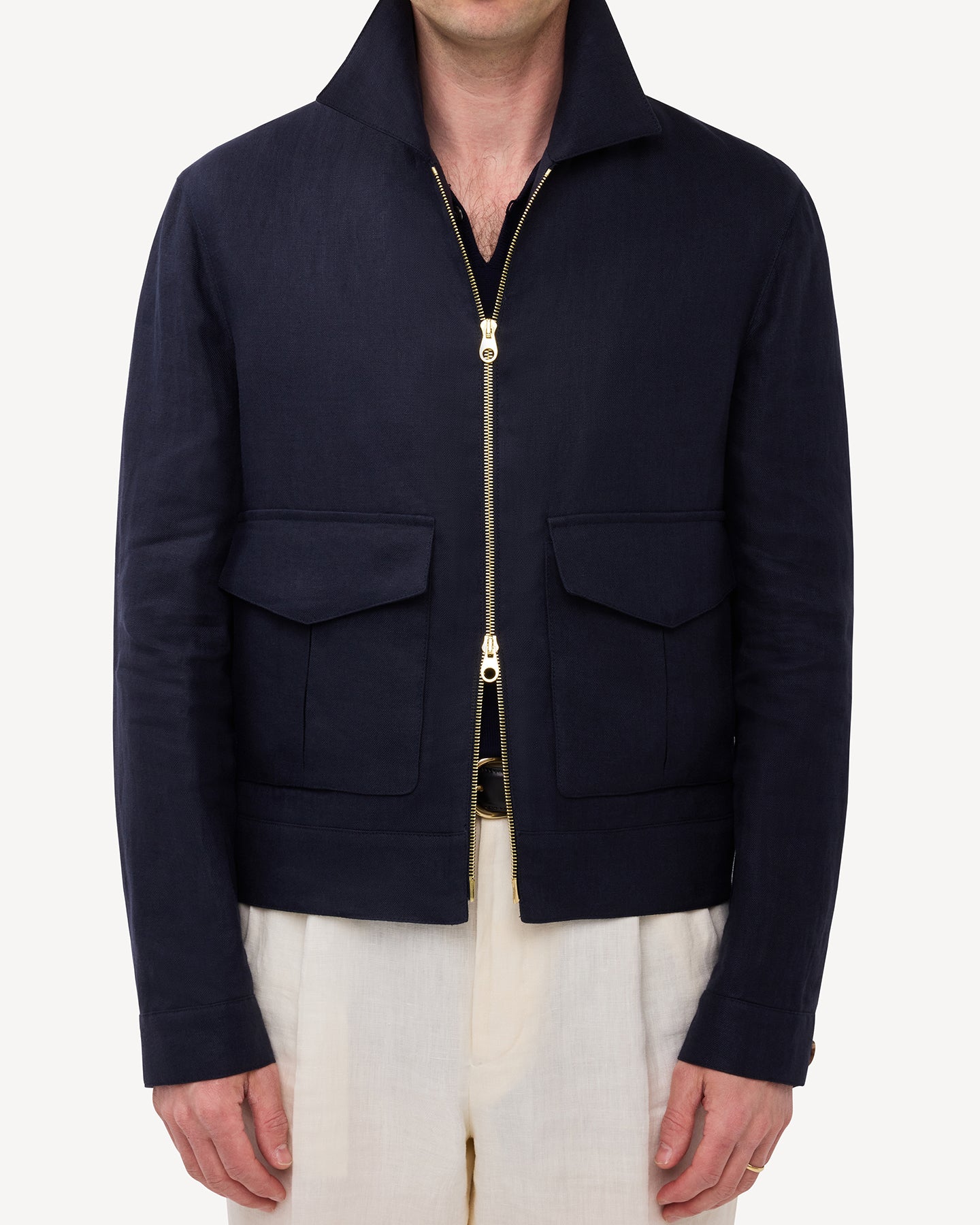 Navy Linen Flight Jacket