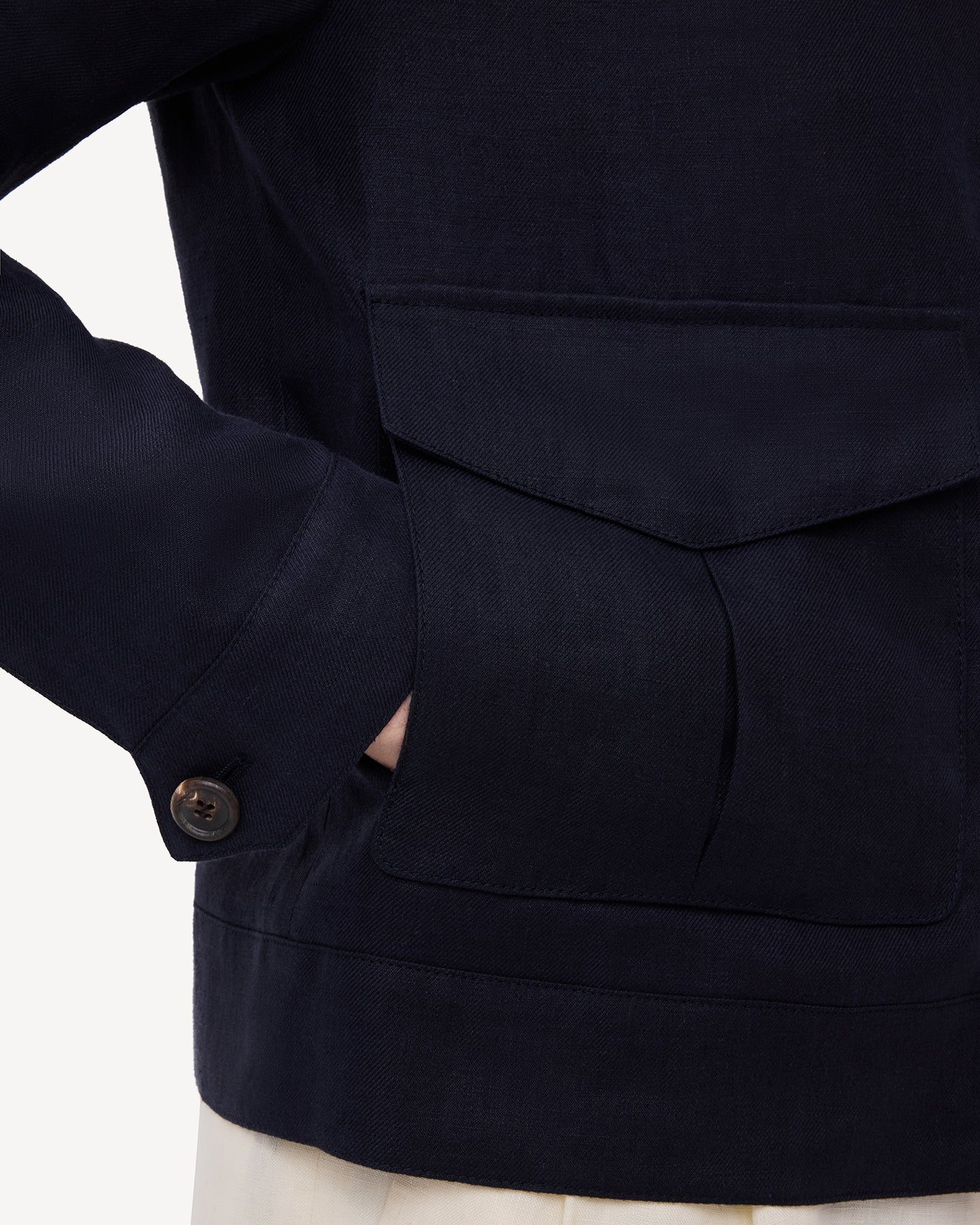 Navy Linen Flight Jacket