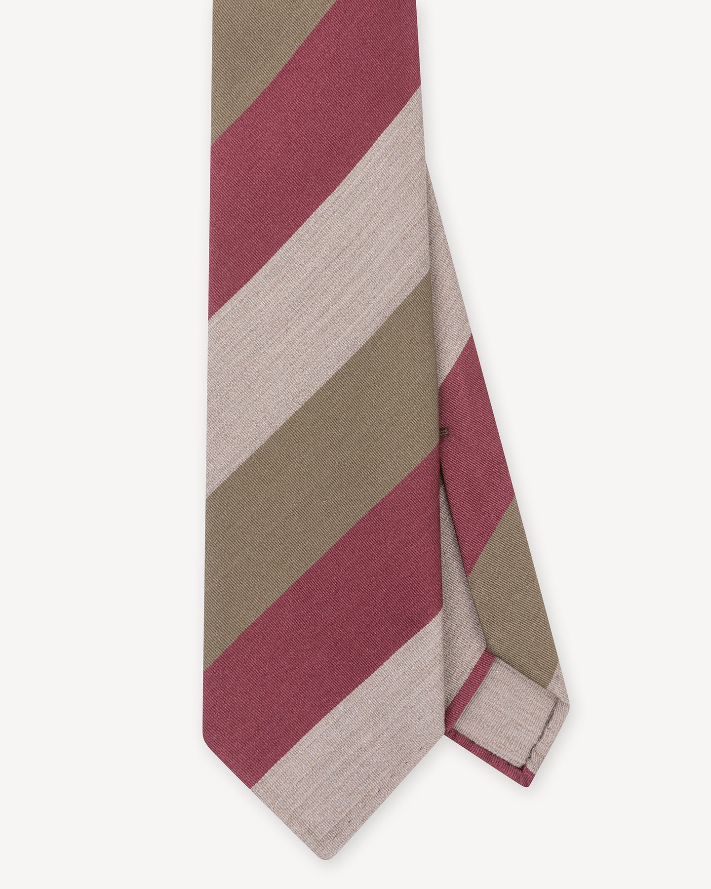 Raspberry, Beige and Olive Block Stripe Mogador Tie