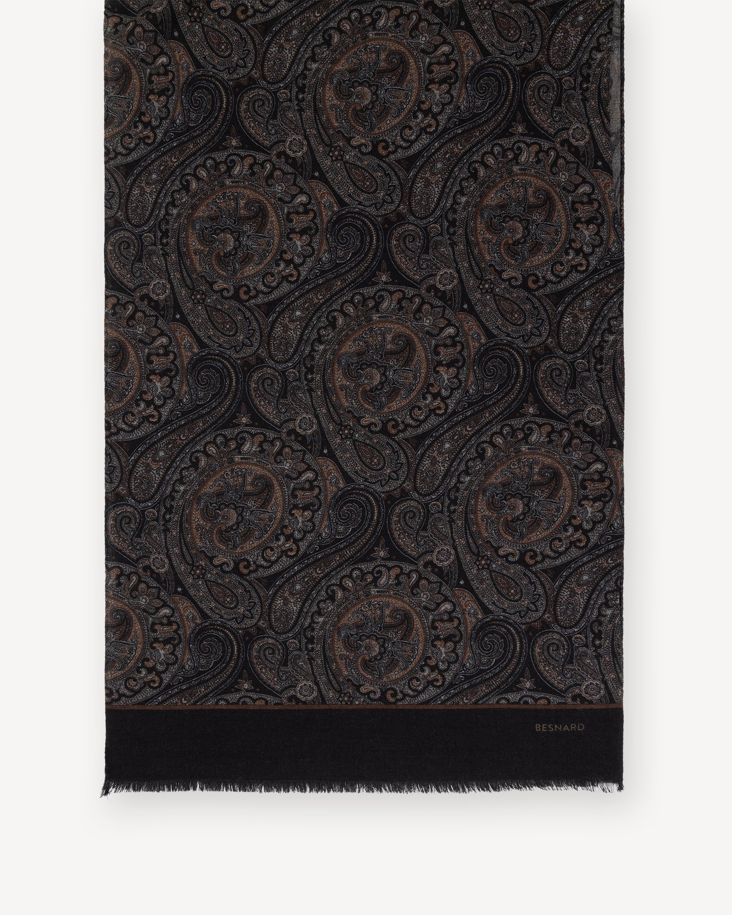 Black Paisley Wool Scarf