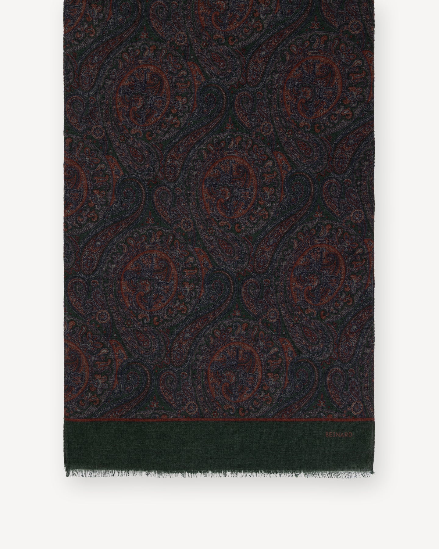 Green Paisley Wool Scarf