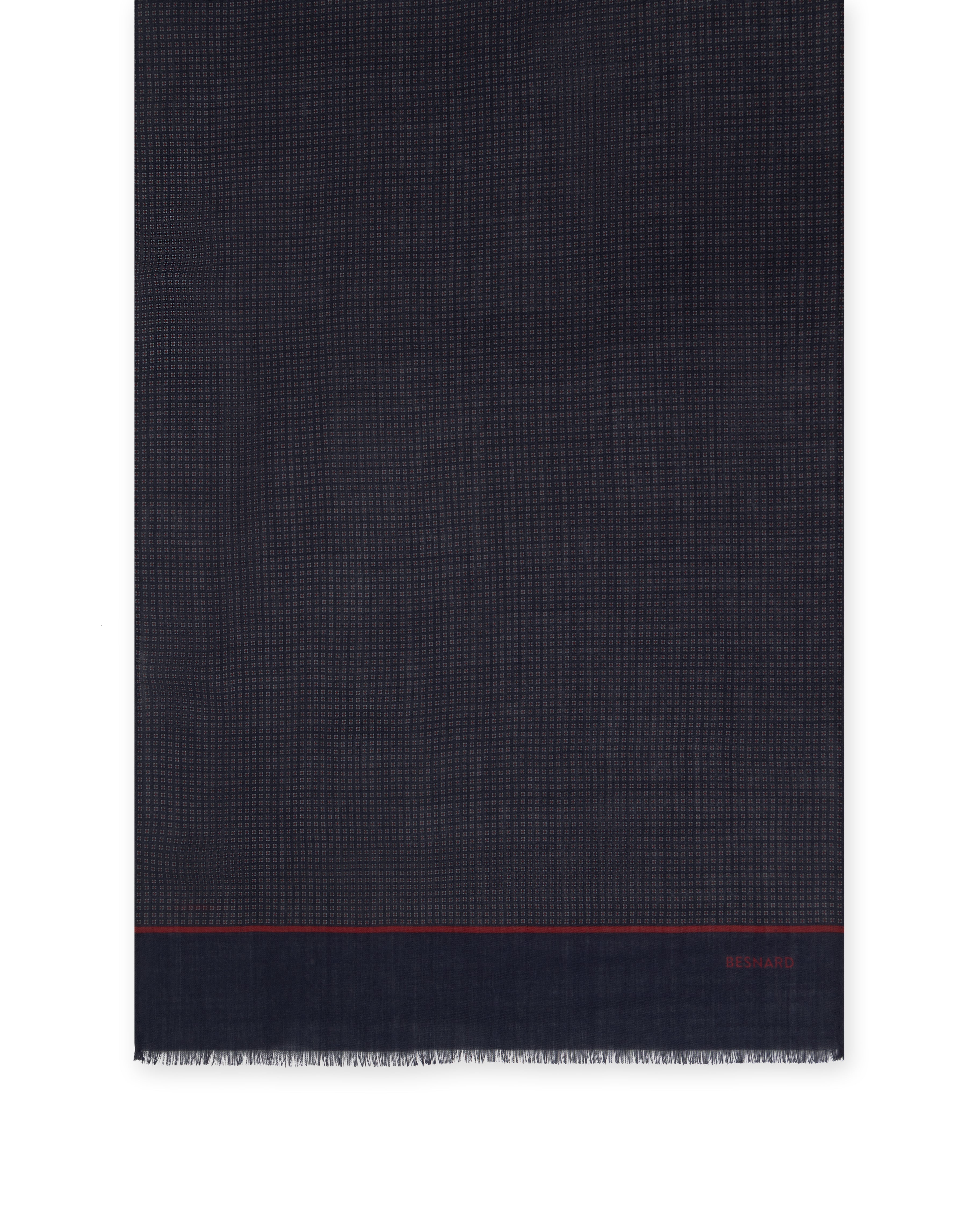 Navy Red Pattern Wool Scarf