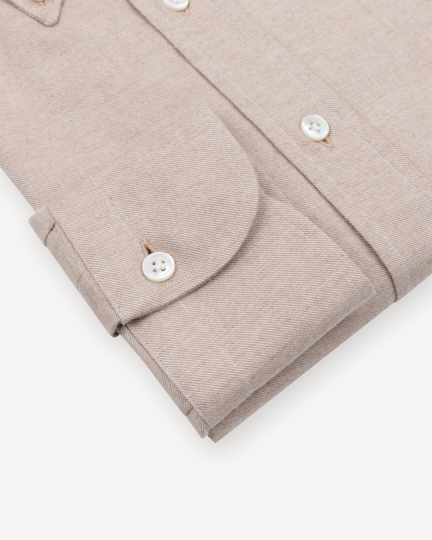 Beige Cotton Cashmere Flannel Button Down Shirt