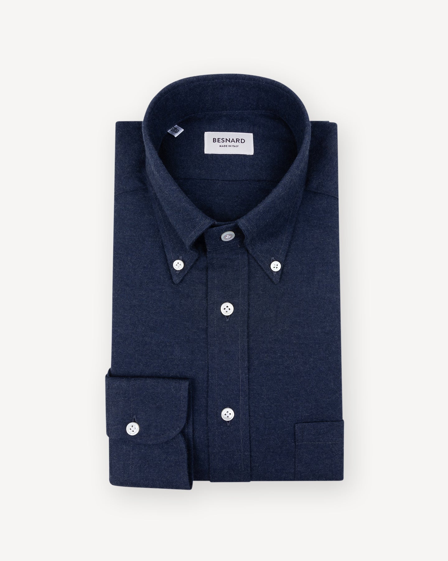 Dark Blue Cotton Cashmere Flannel Button Down Shirt