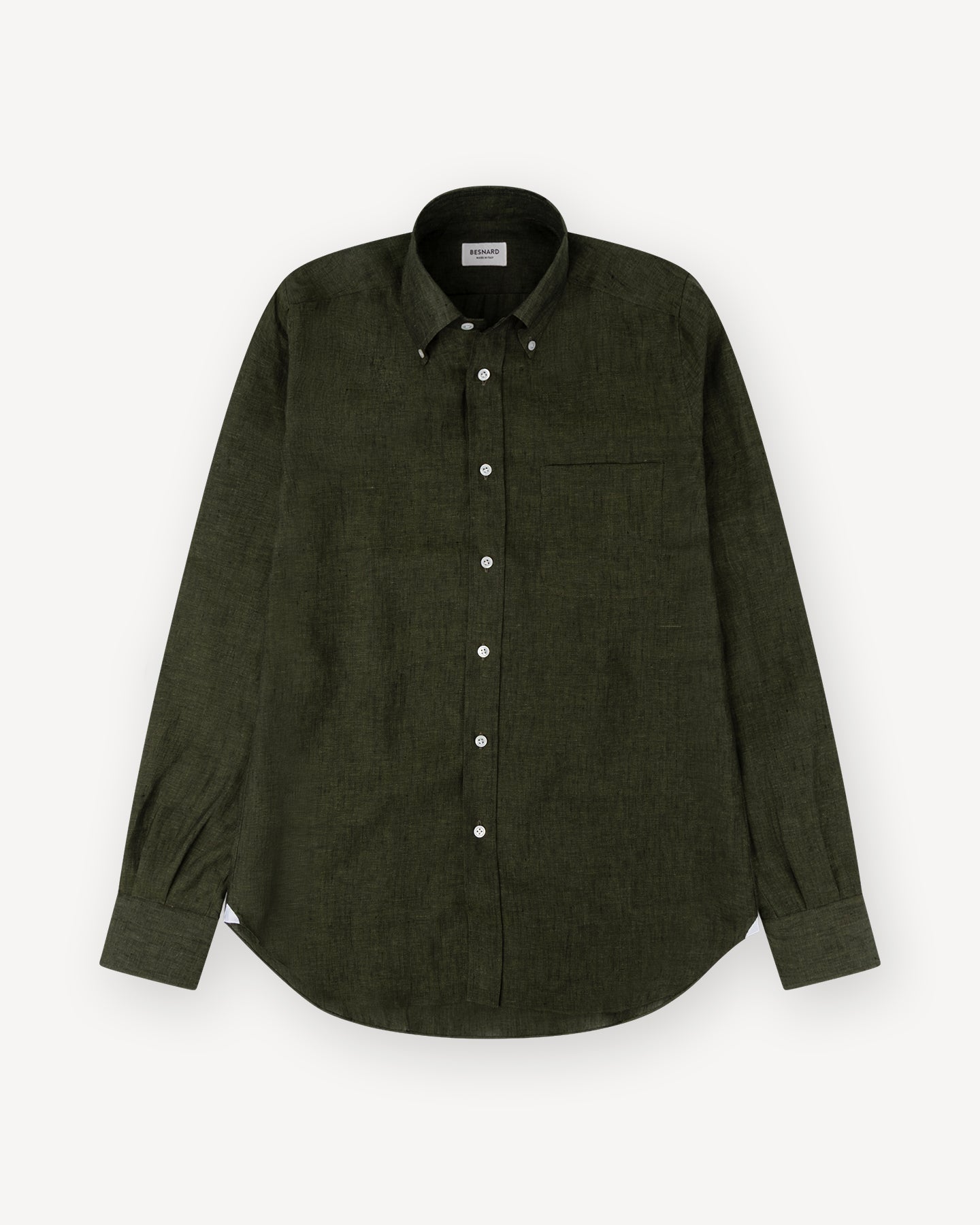Green Linen Button Down Shirt