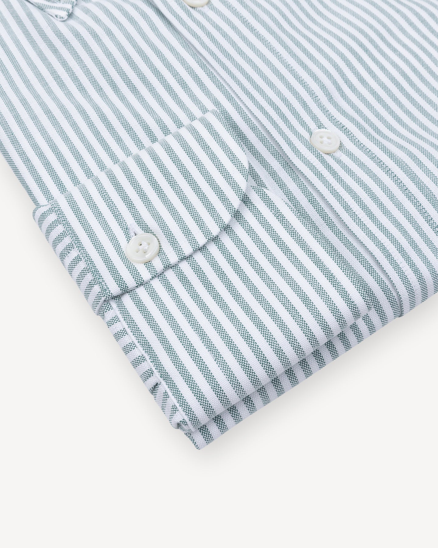 Green University Stripe OCBD Shirt with single cuffs