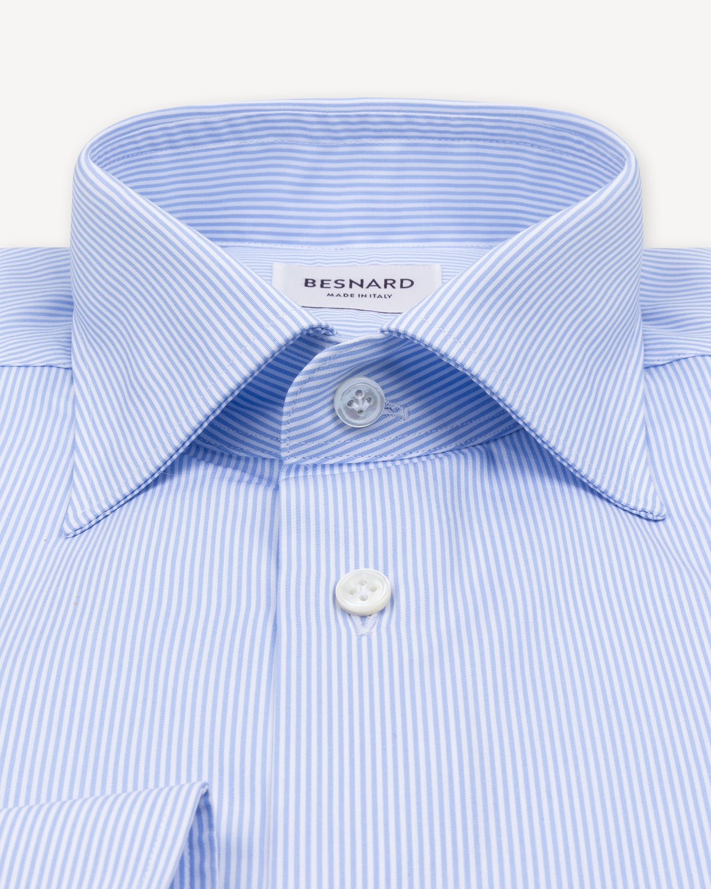 Light Blue Fine Bengal Stripe Spread Collar Shirt