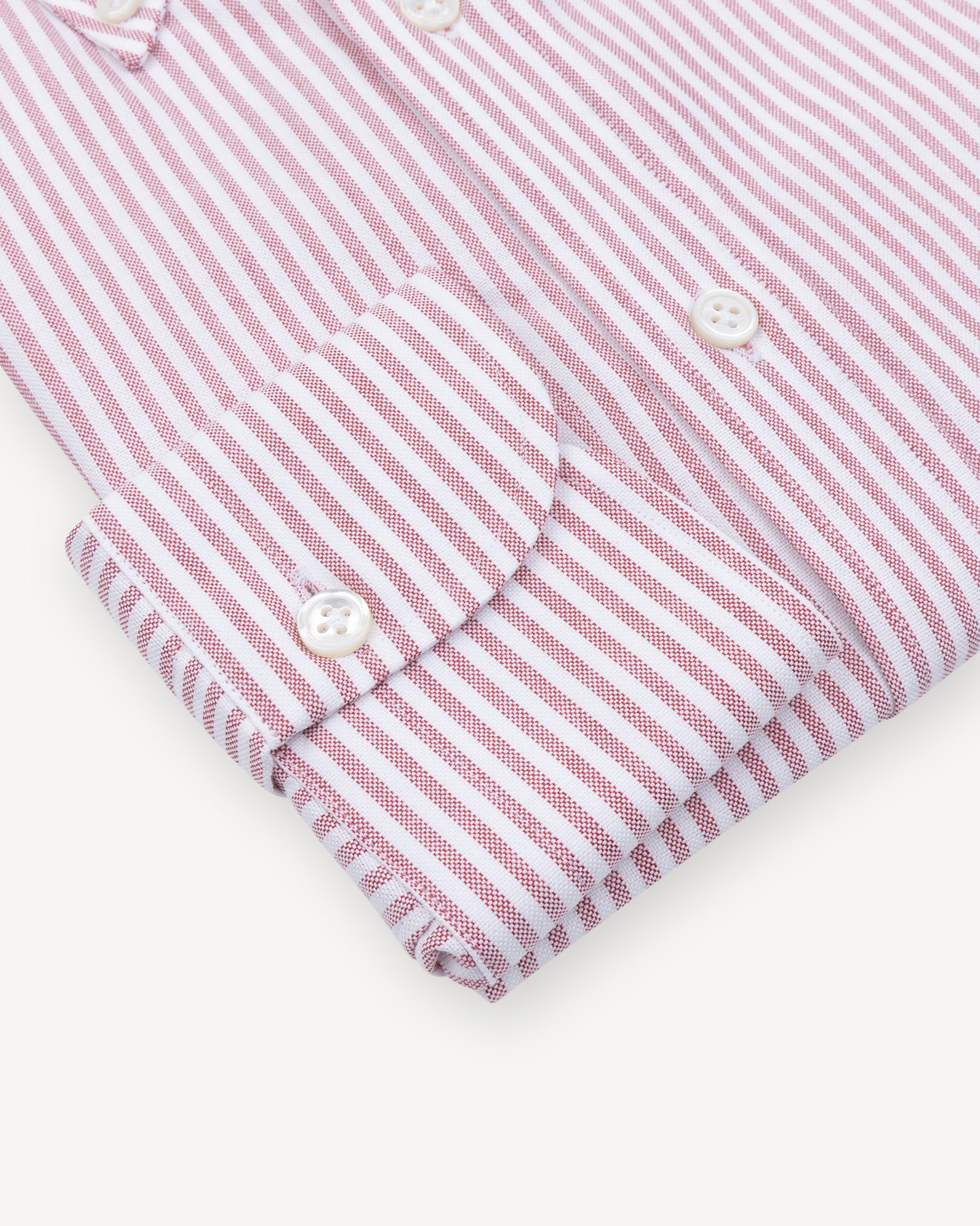 Red University Stripe OCBD Shirt with single cuffs