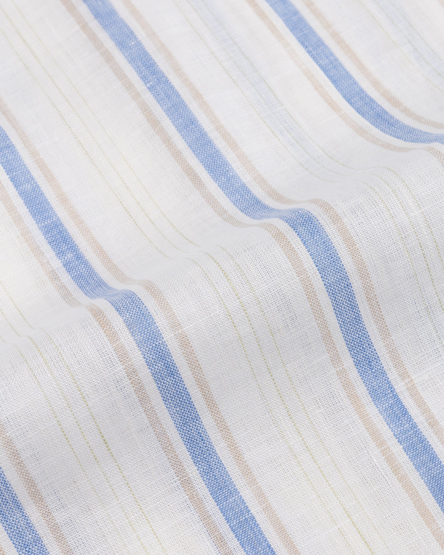 Blue Multi Stripe Linen Camp Collar Shirt