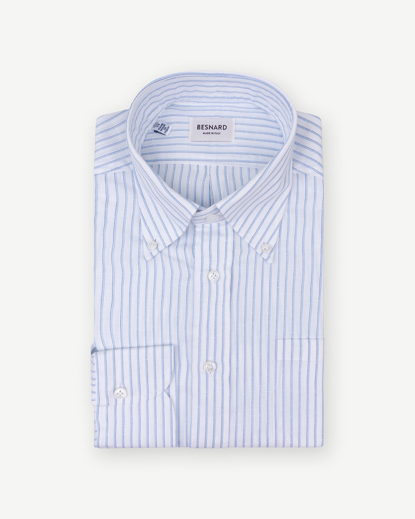 Light blue shadow stripe cotton linen shirt