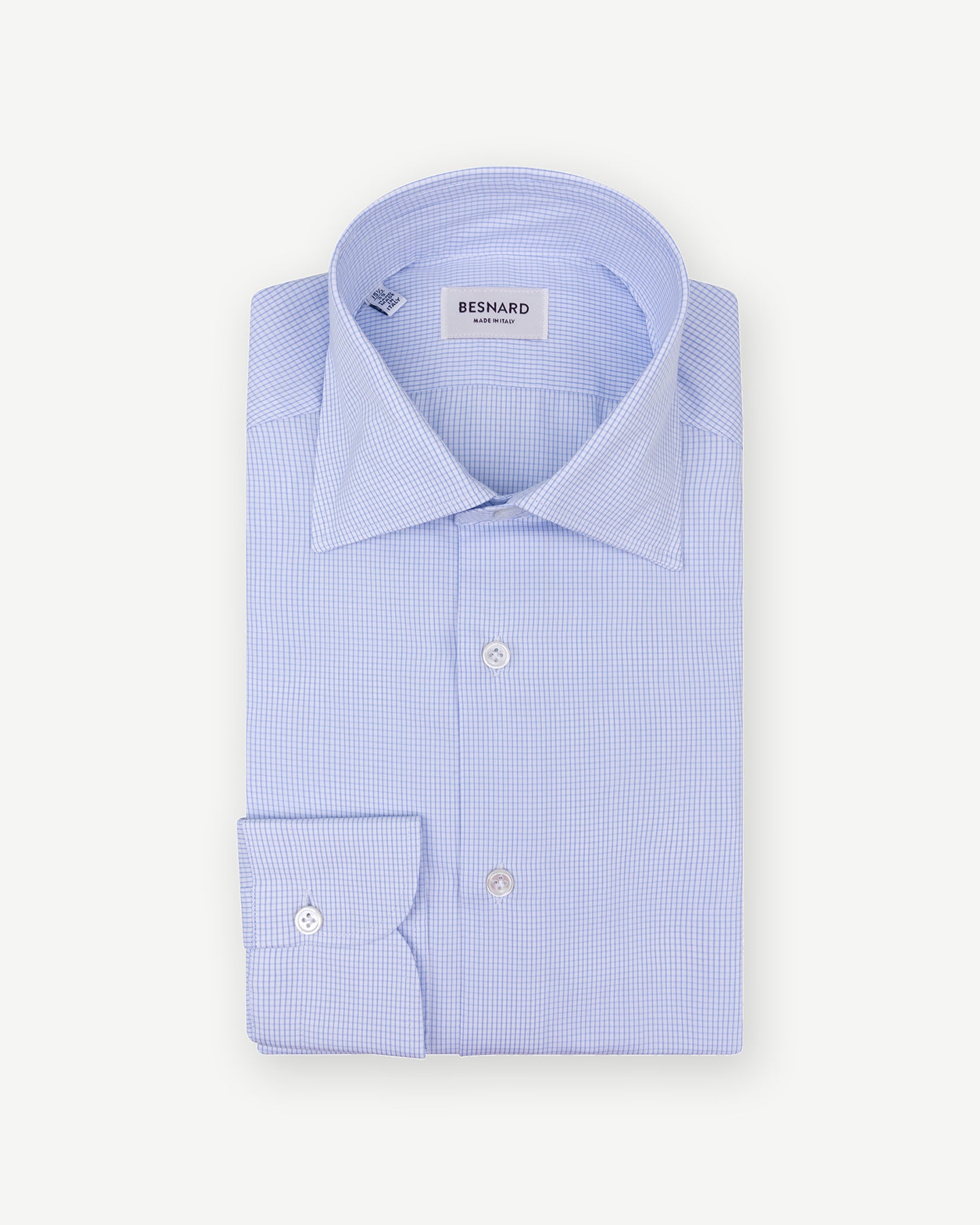 Light blue fine graph check dress shirt